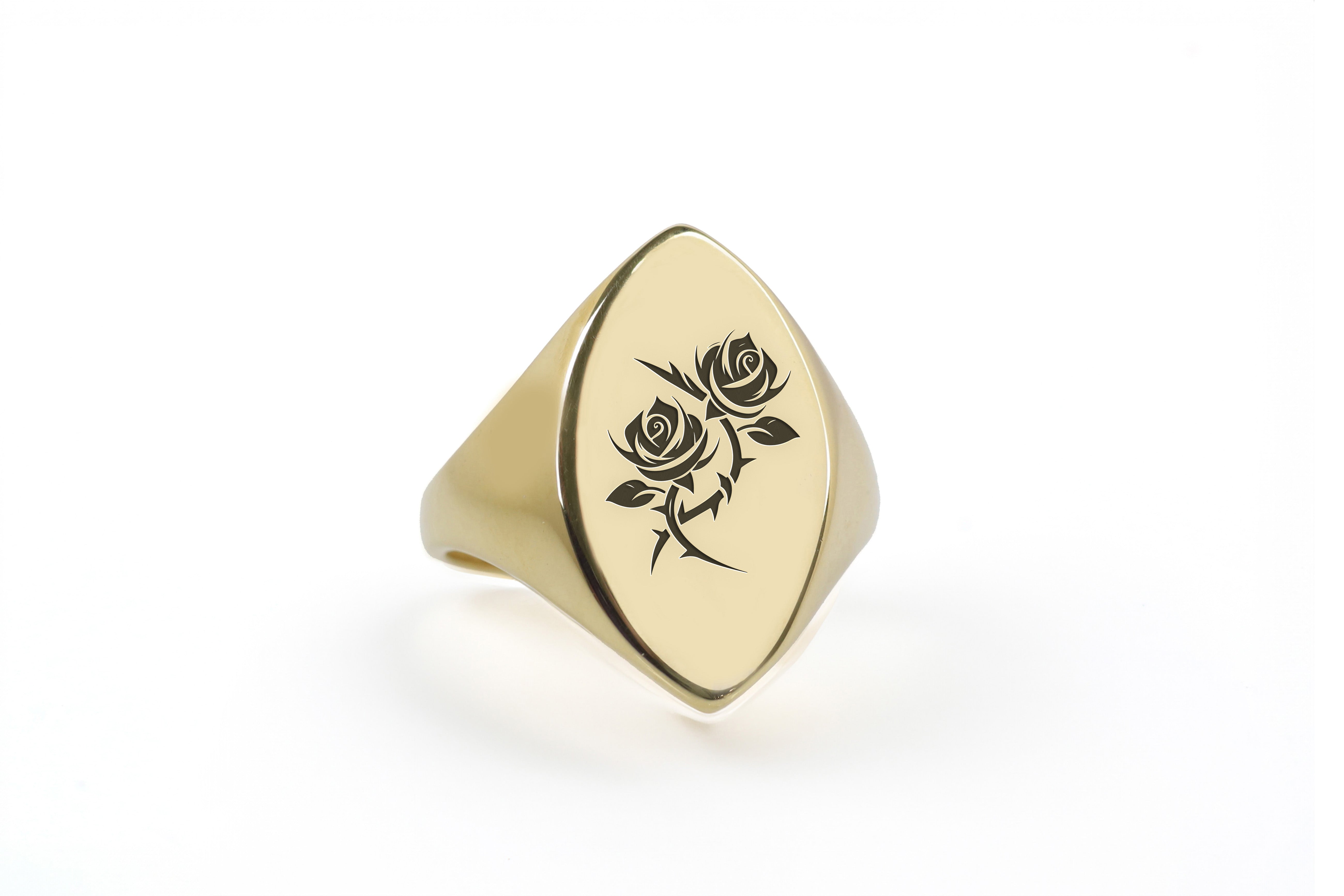 Gothic Rose Engraved Ring