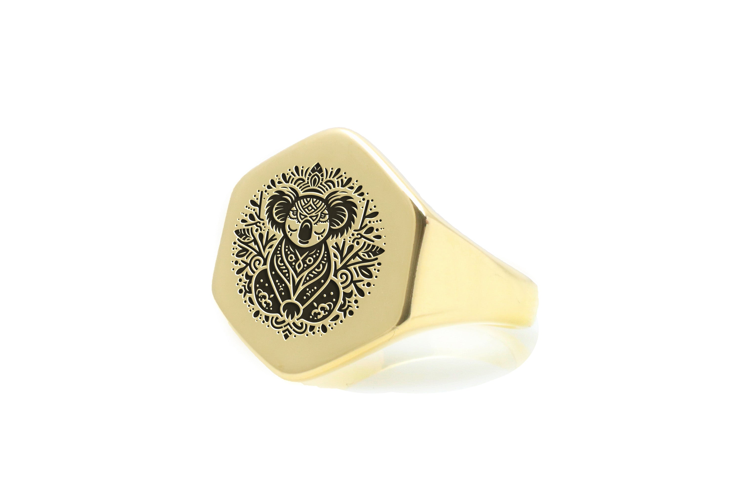 14k Gold Koala Signet Ring