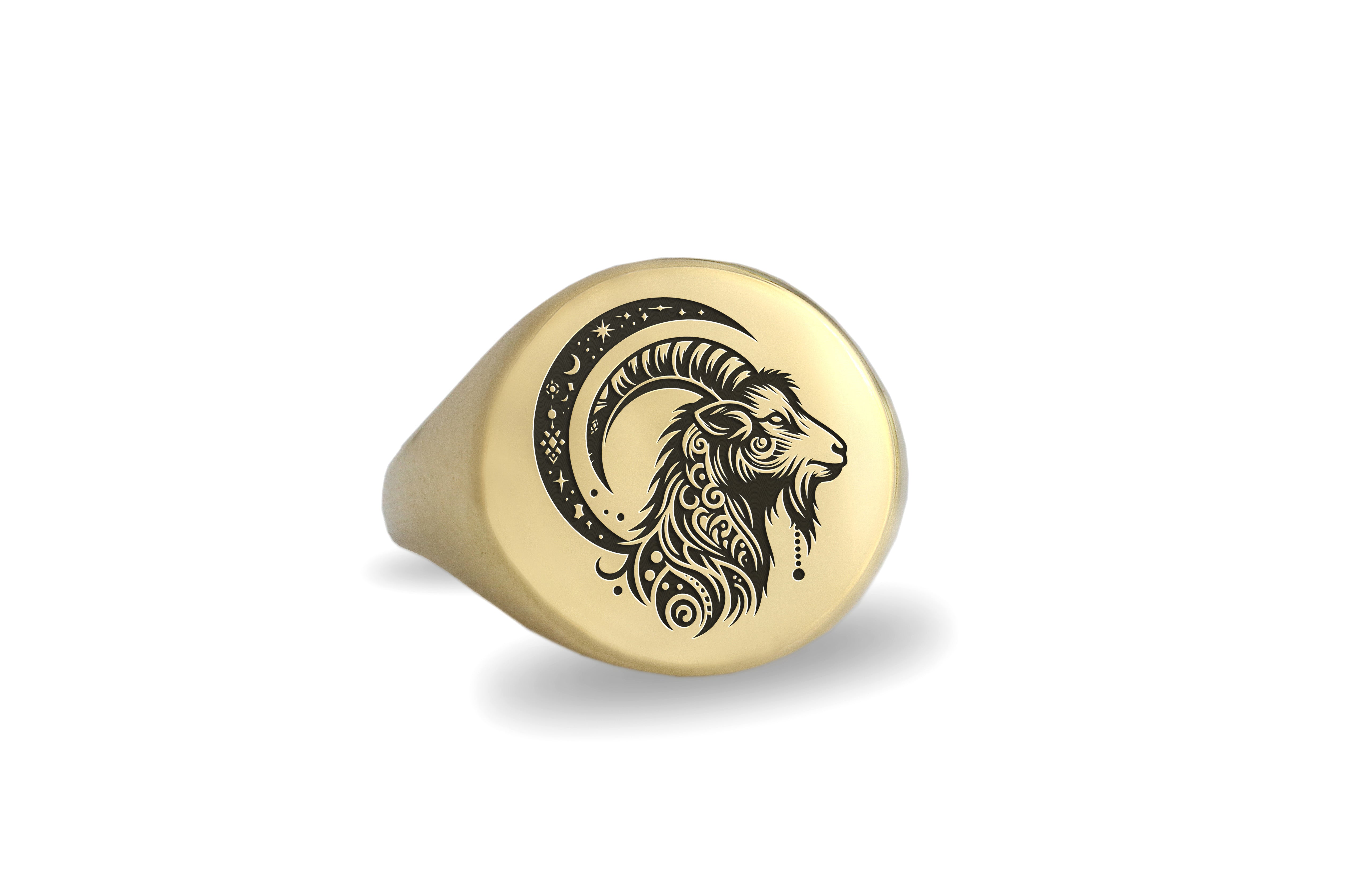 Tribal Goat Engraving Ring