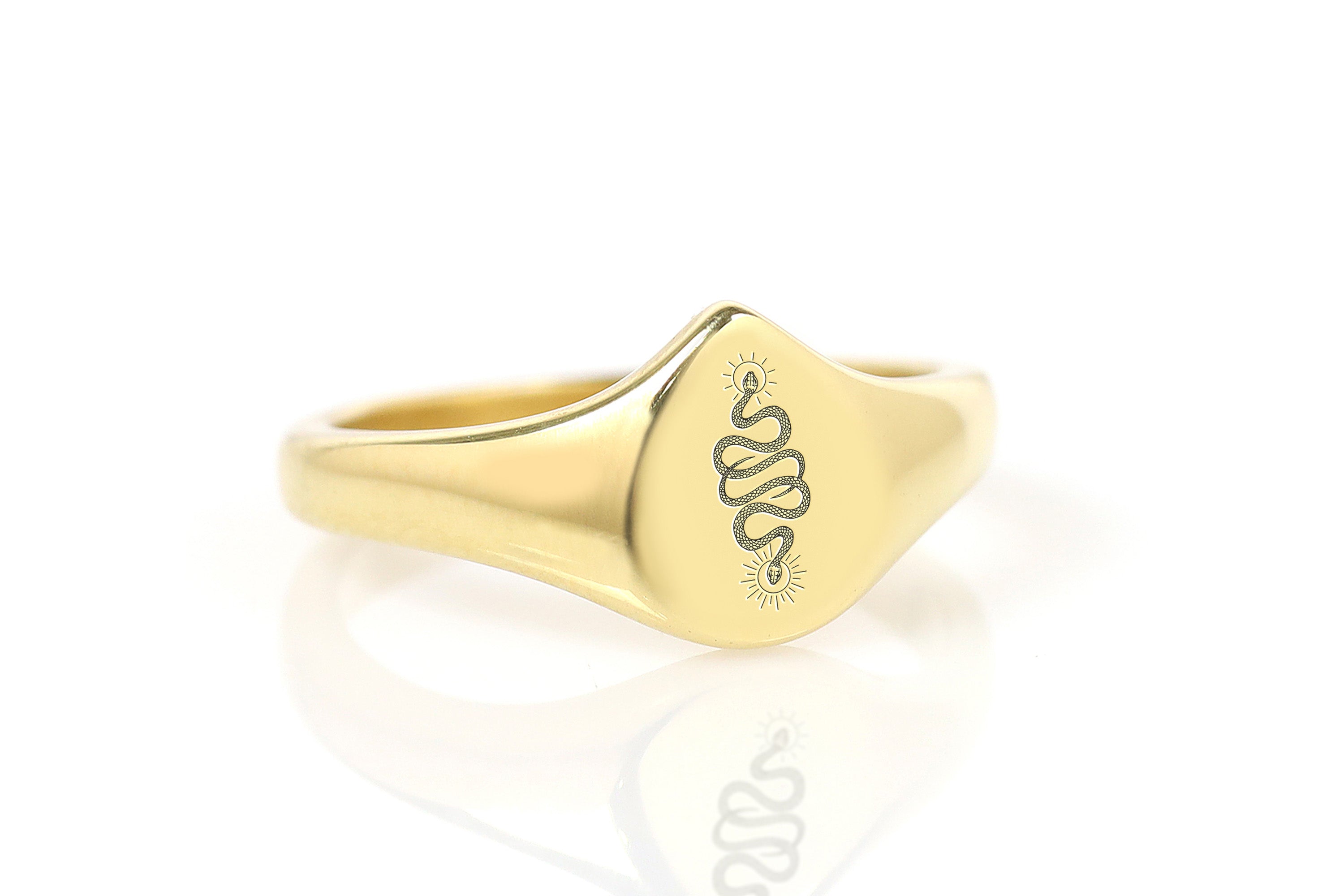 Delicate Snake Gold Signet Ring