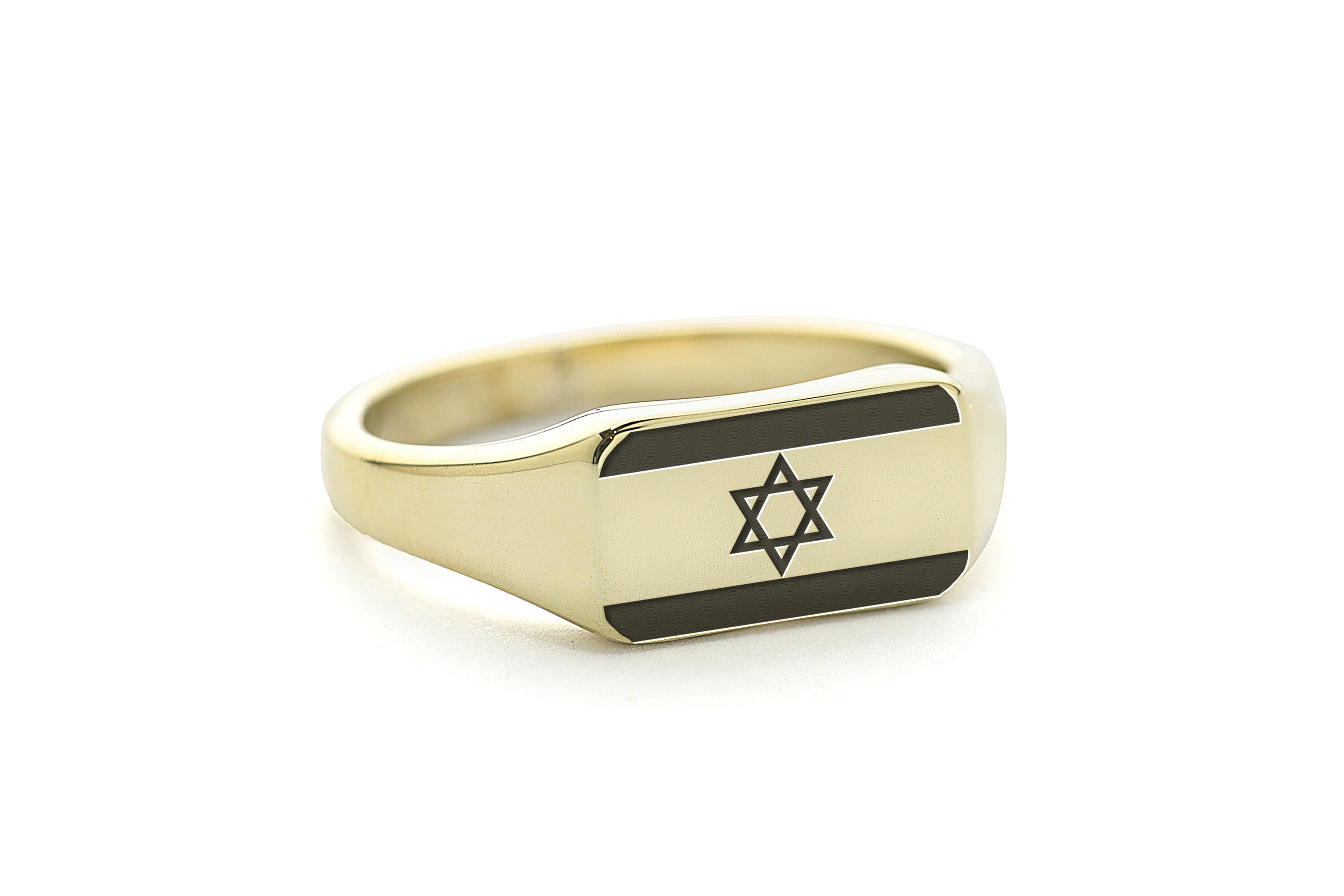 Israel Flag Gold Signet Ring