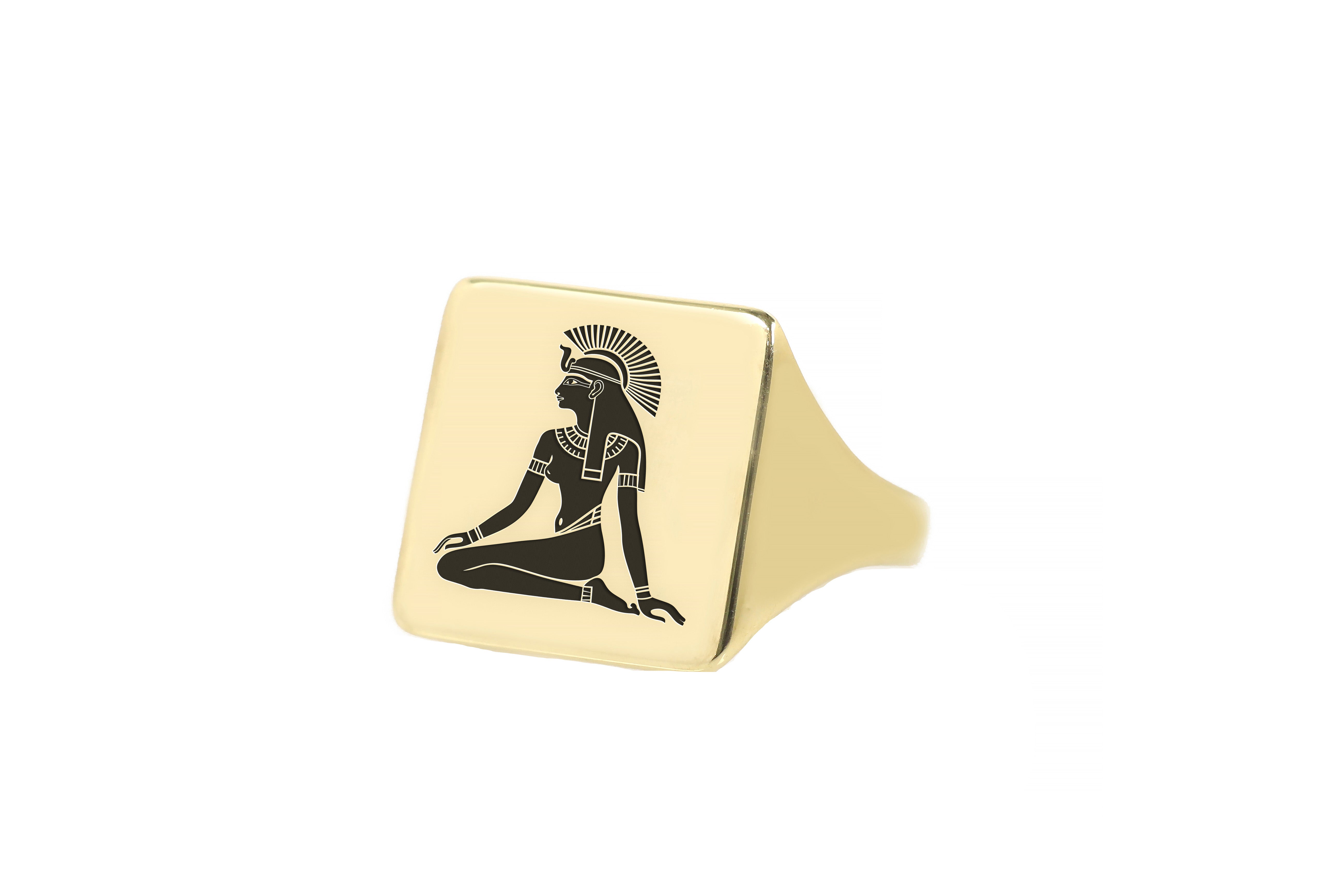 14k Gold Pharaoh Signet Ring