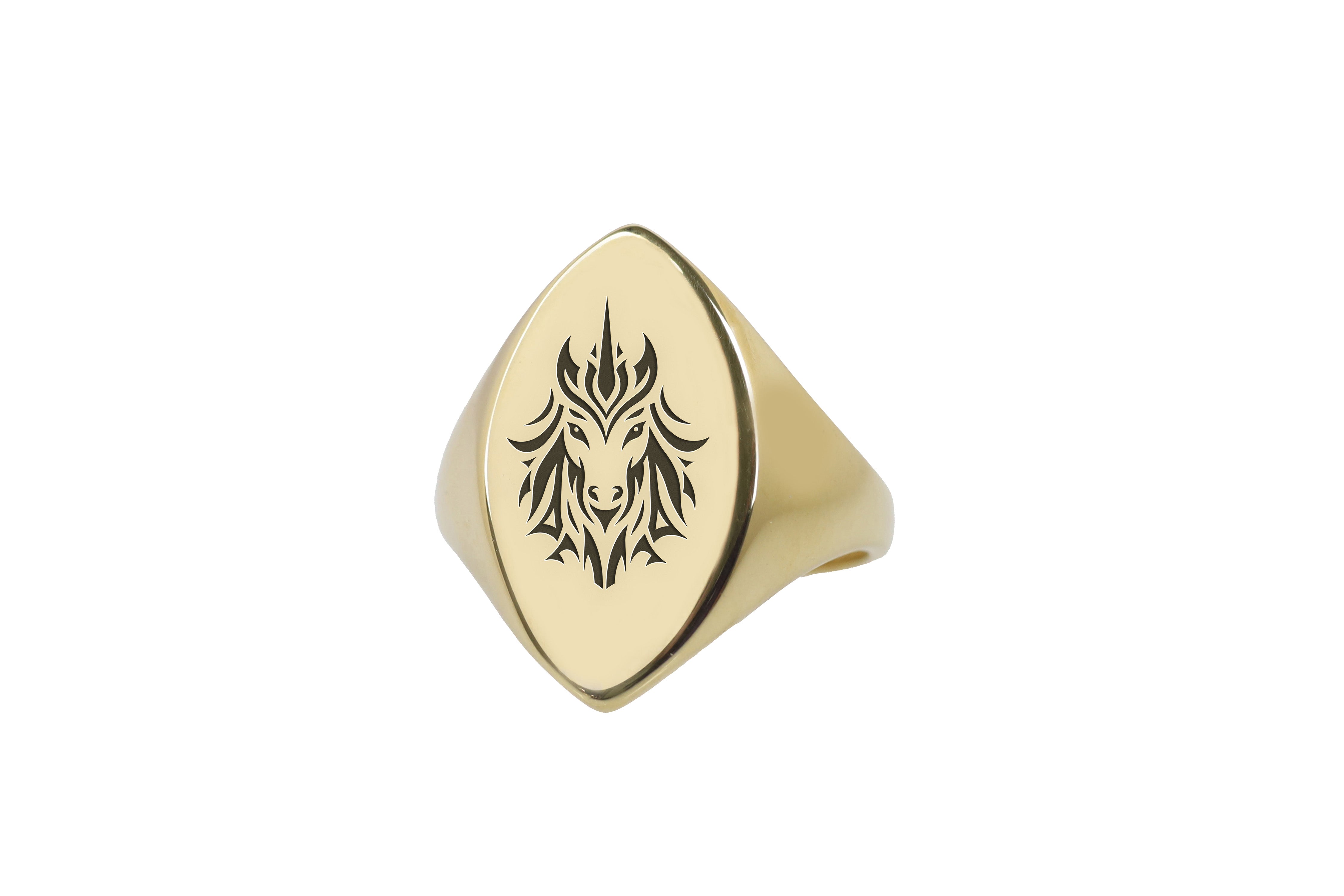 14k Gold Unicorn Signet Ring
