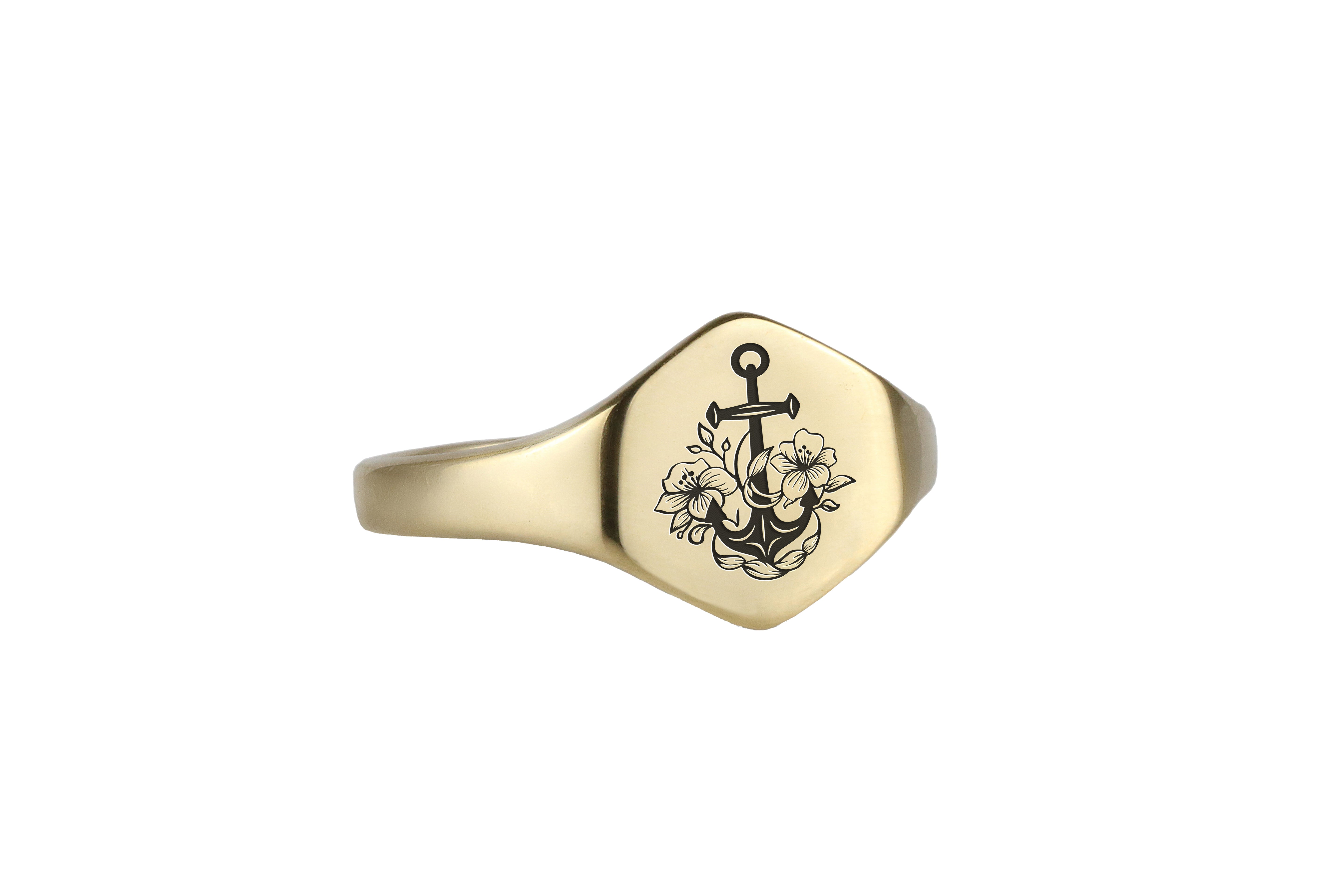 Flowered Anchor Signet Ring