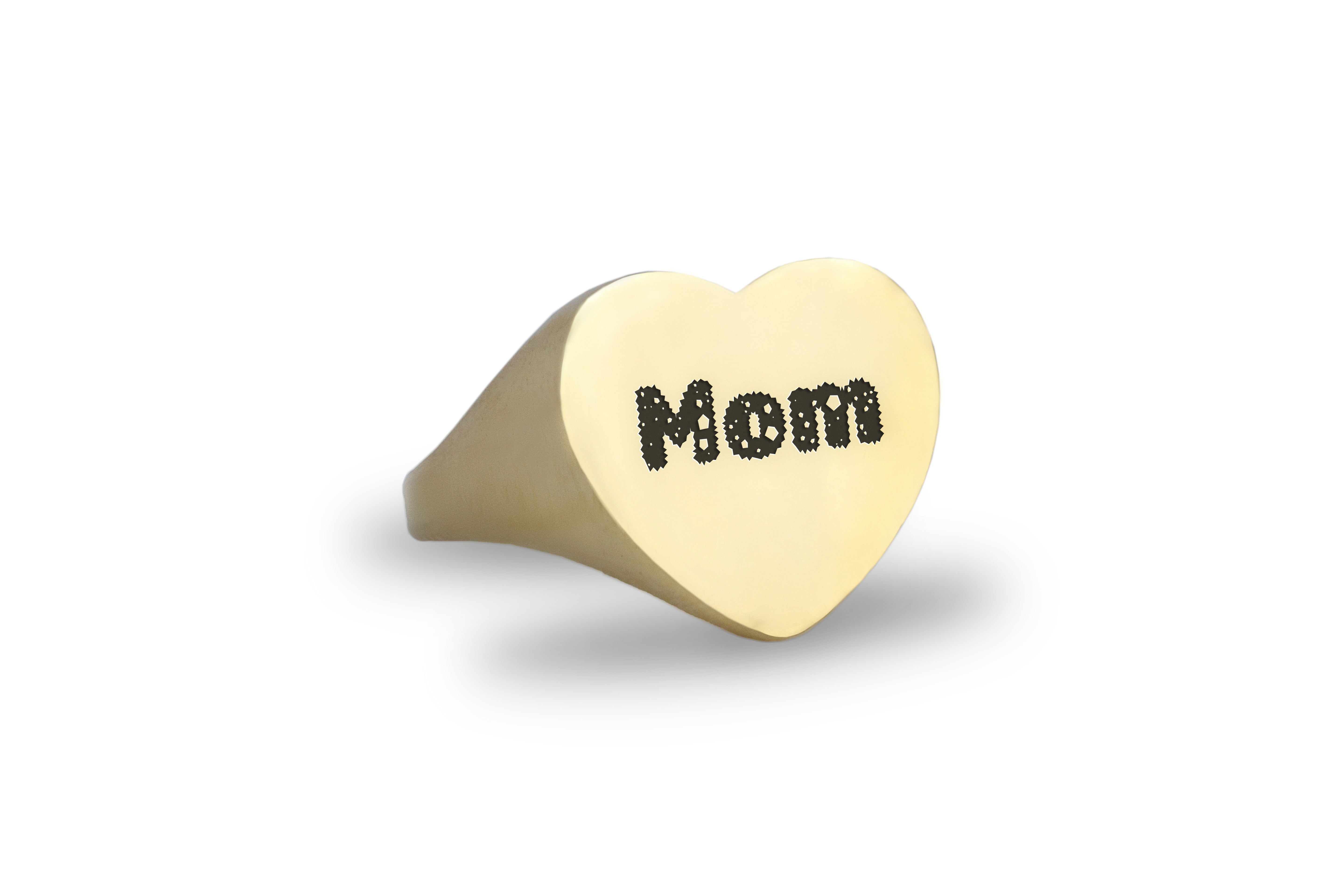 14k Gold Mom Signet Ring