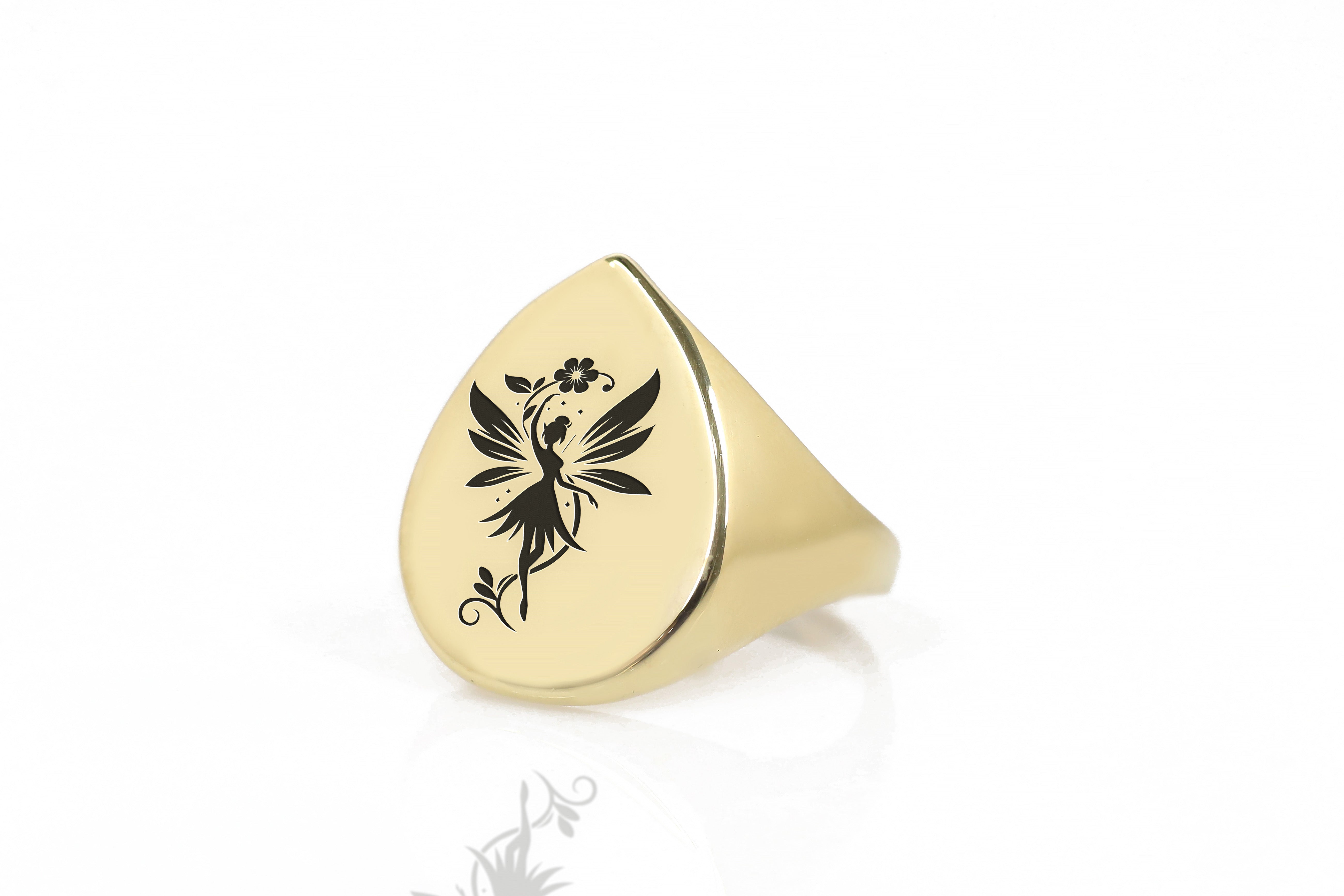 Engraved Fairy Signet Ring