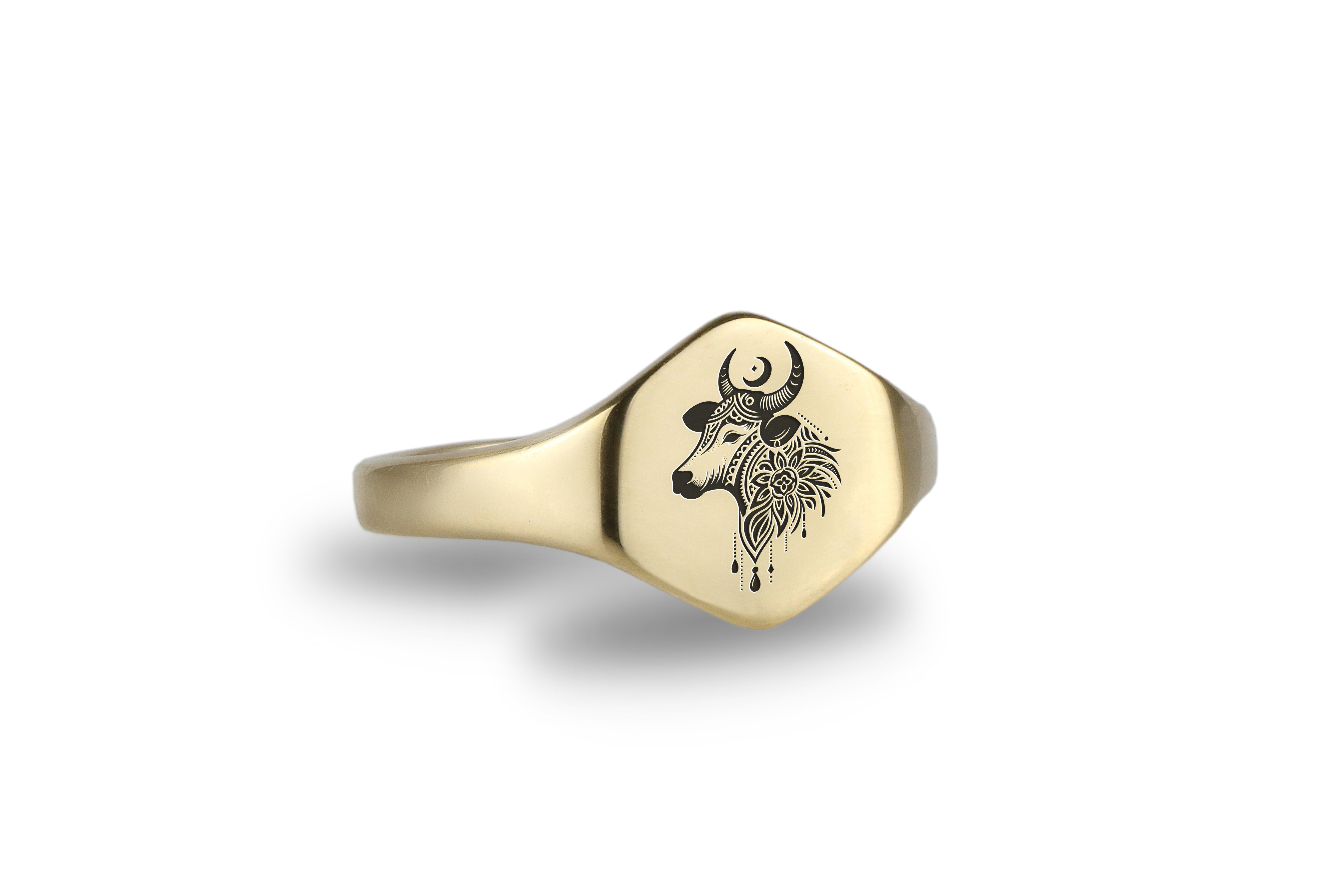 Boho Cow Gold Signet Ring