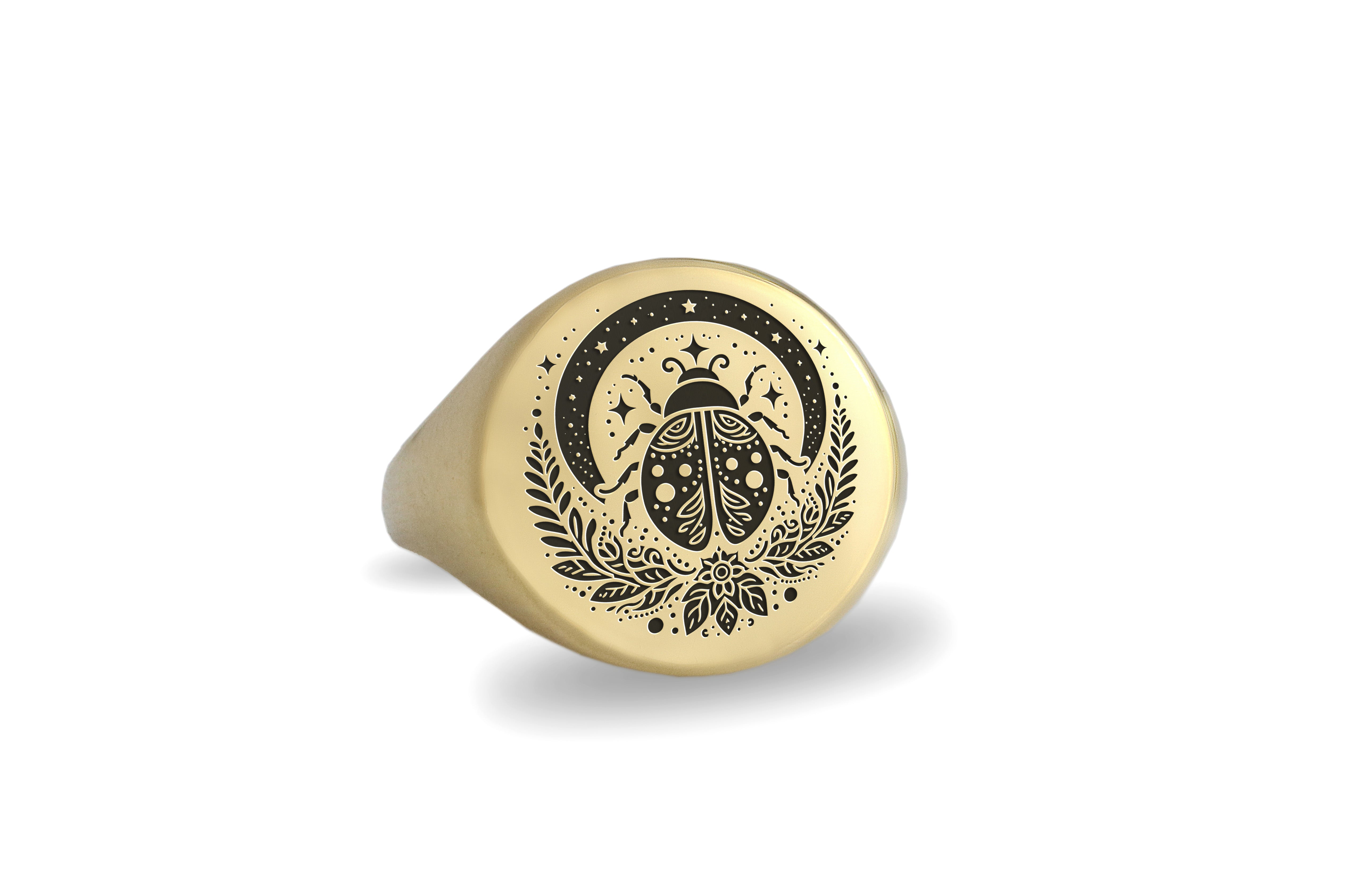 Engraved Ladybug Signet Ring