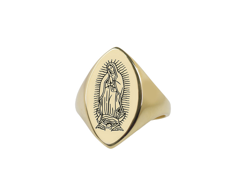 Virgin Mary Engraved Signet Ring