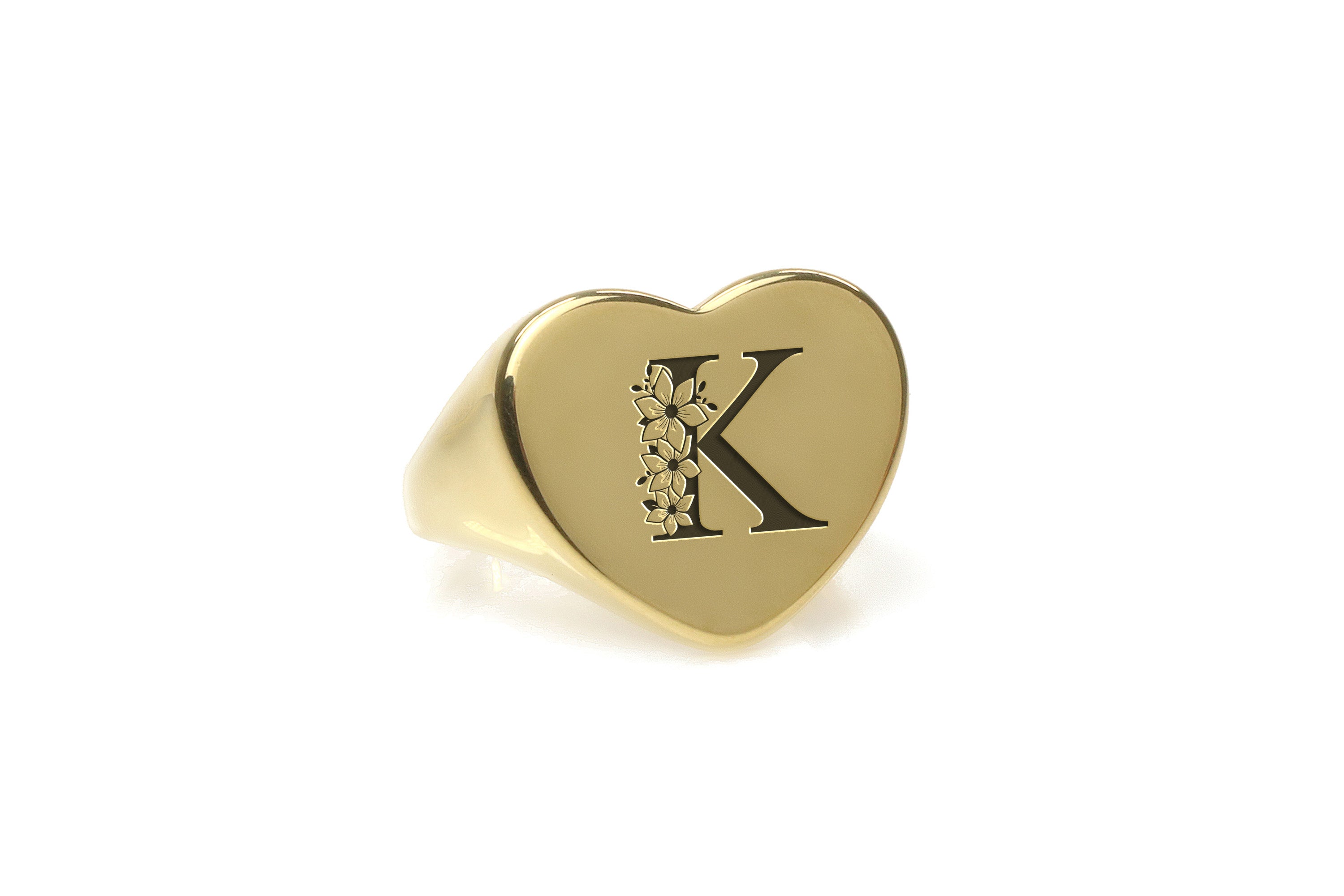 Heart Shaped Letter Gold Ring