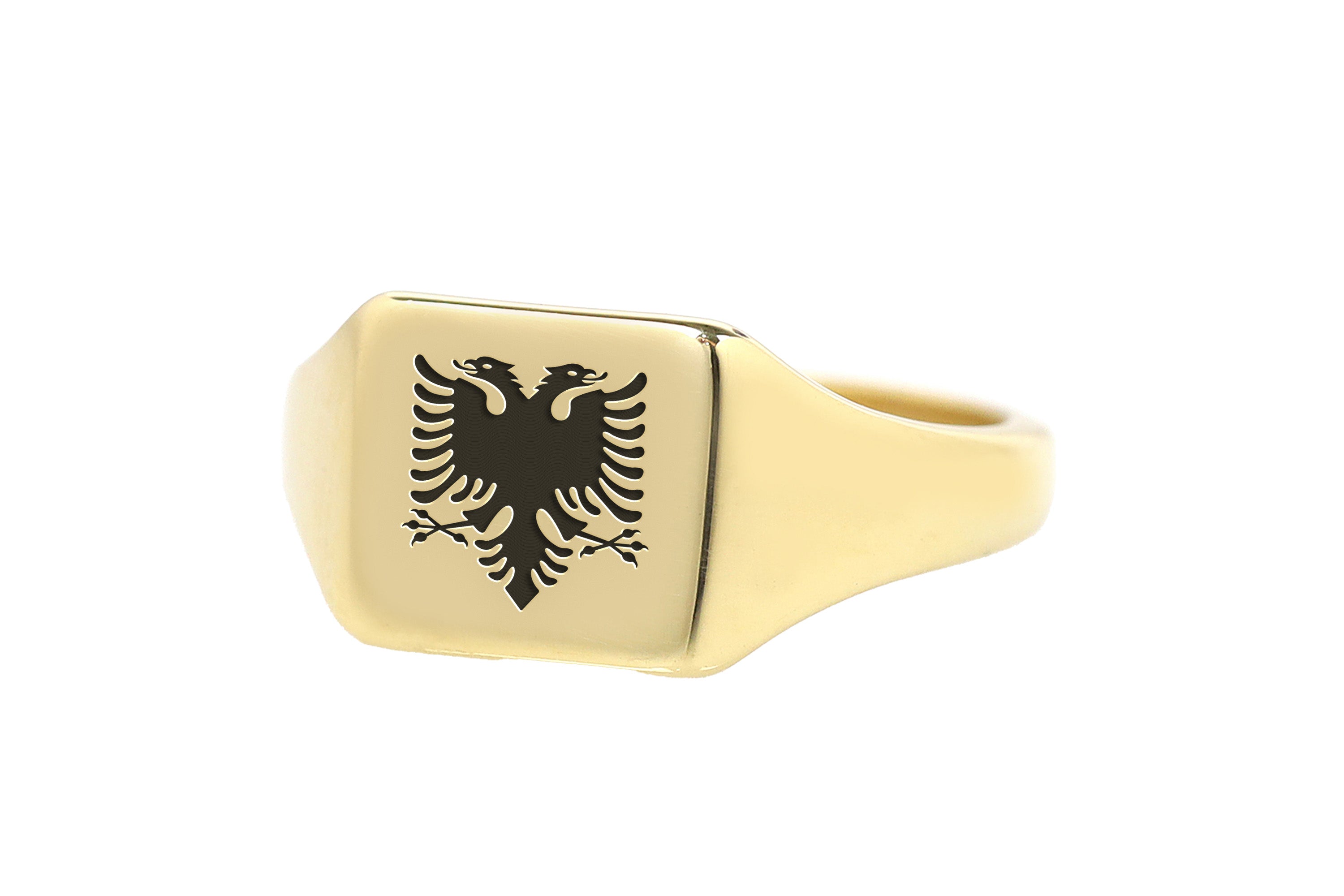 Heraldic Cormorant Engraved Ring