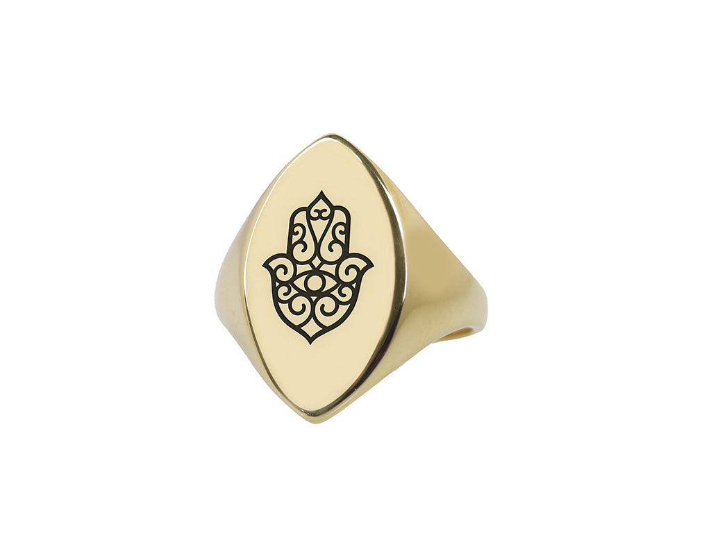 14k Gold Hamsa Signet Ring