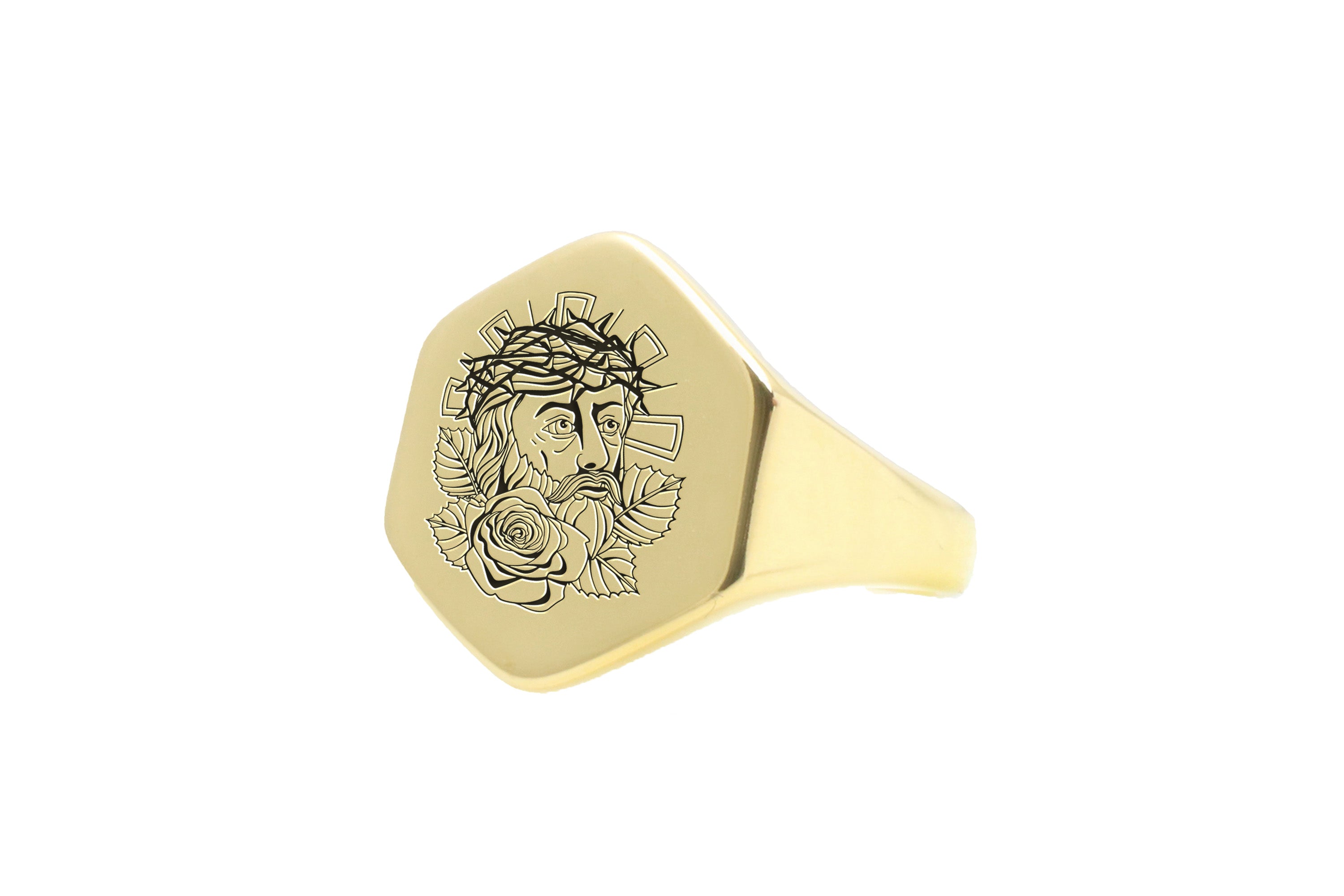 14k Gold Jesus Signet Ring