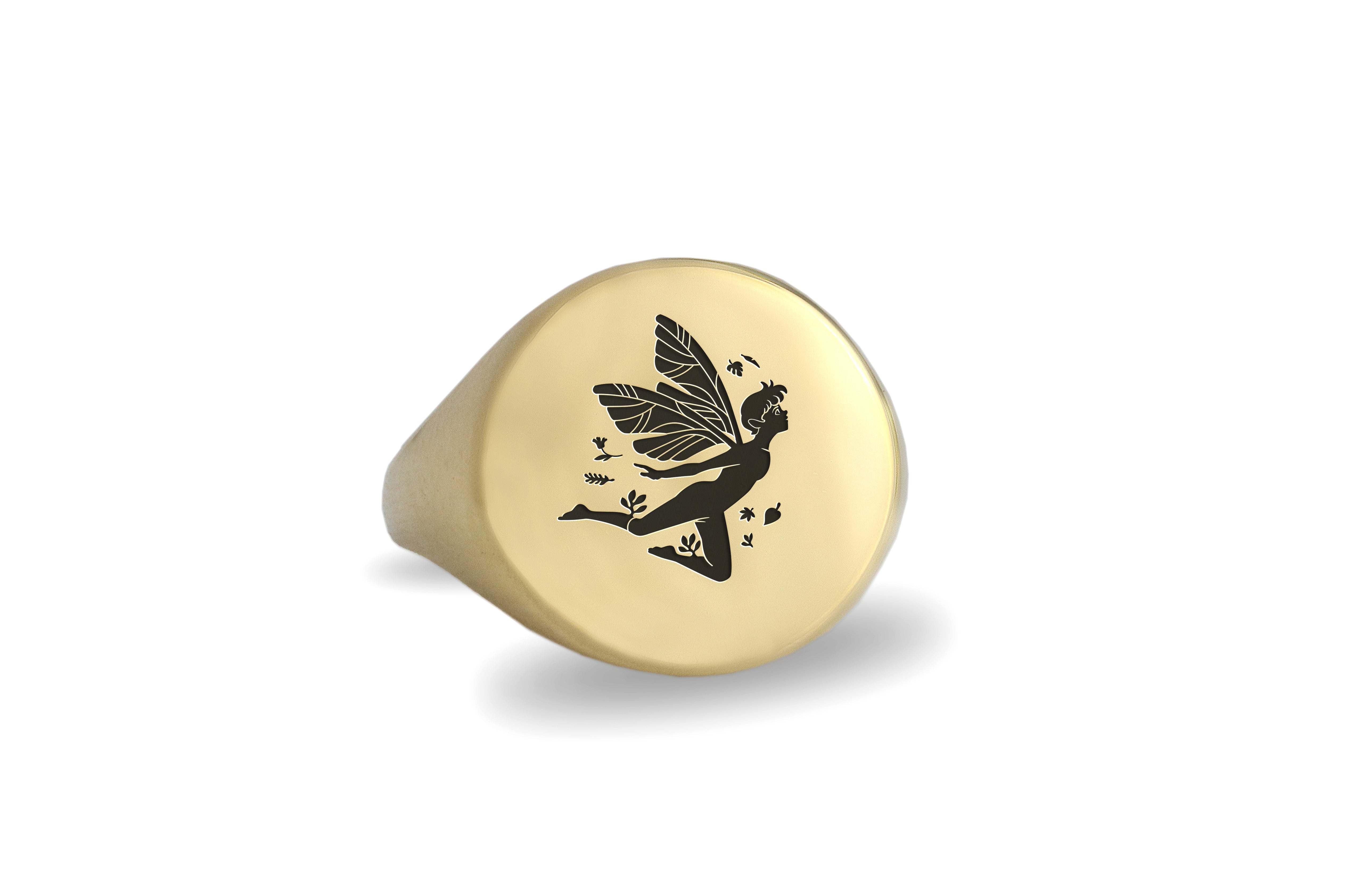 Whimsical Fairy Gold Signet Ring