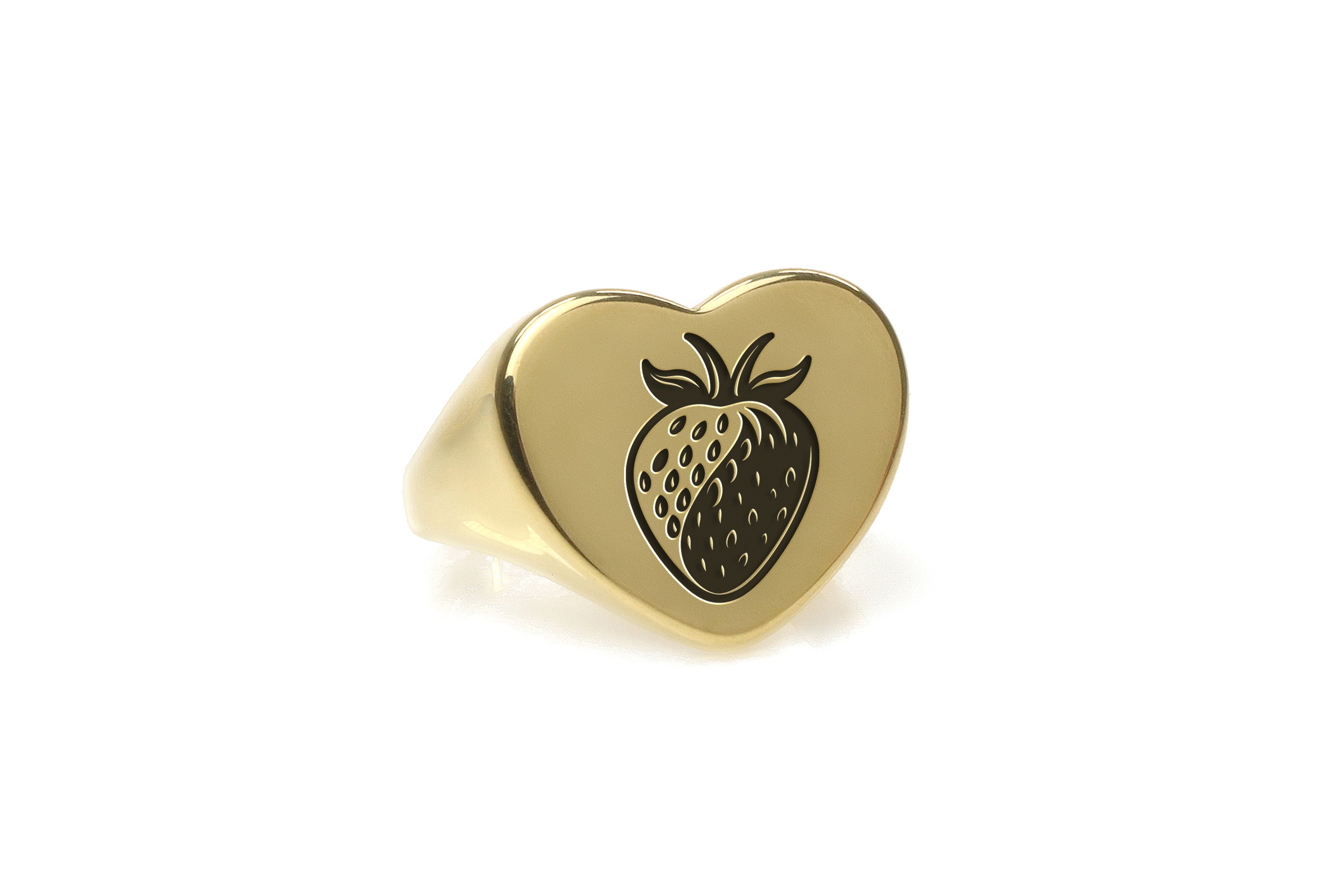 14k Gold Strawberry Signet Ring