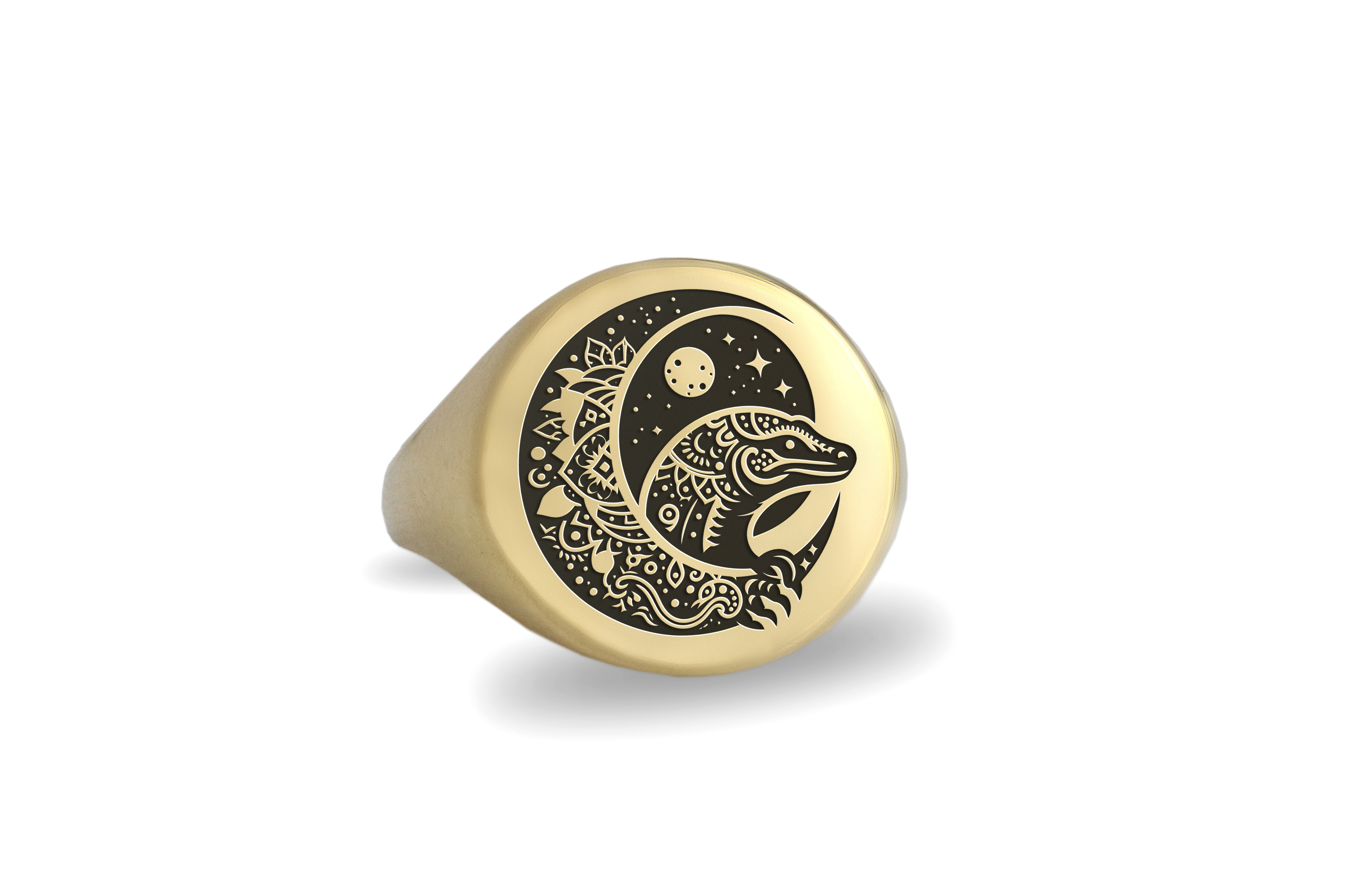 14k Gold Komodo Signet Ring
