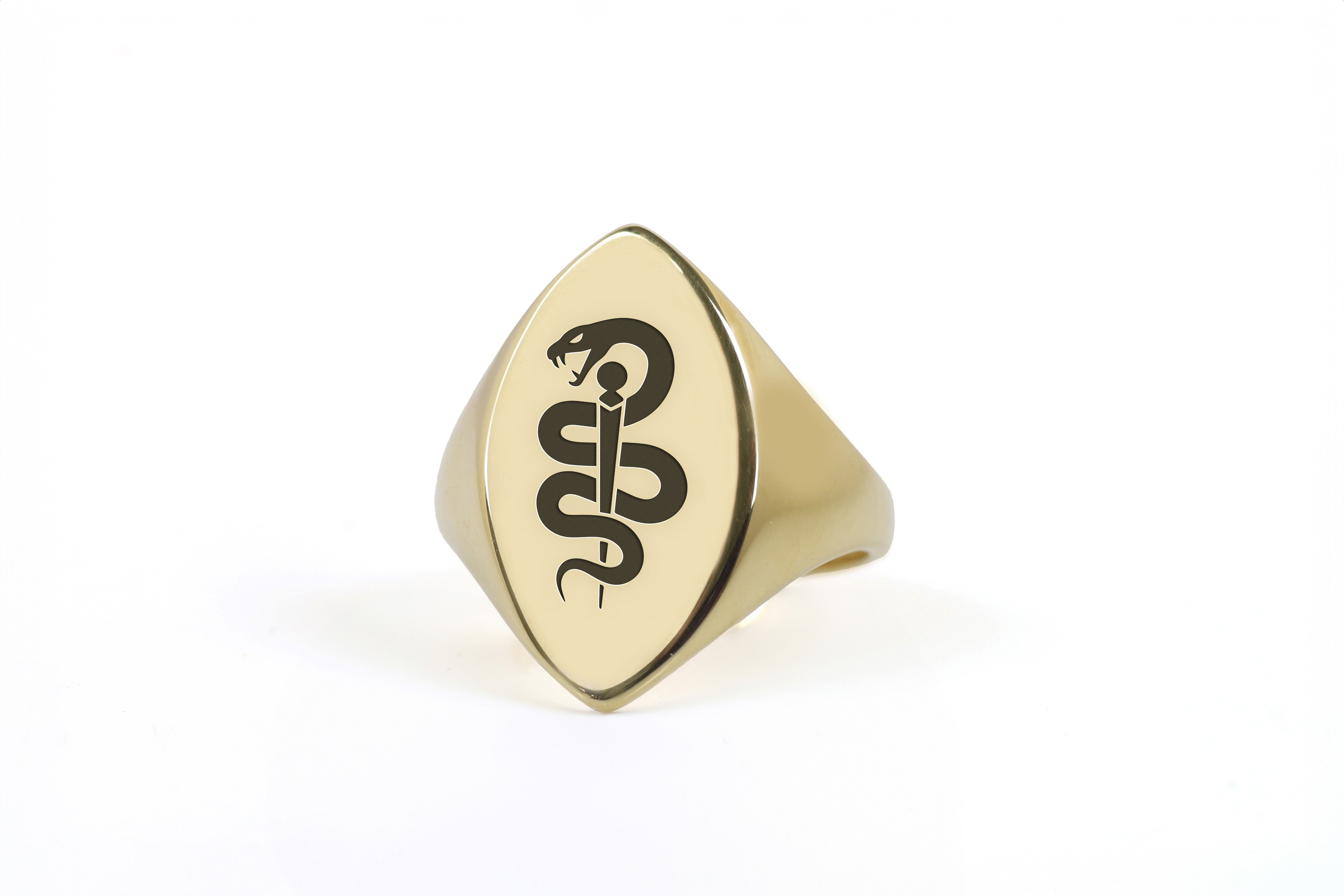 Staff of Hermes Signet Ring