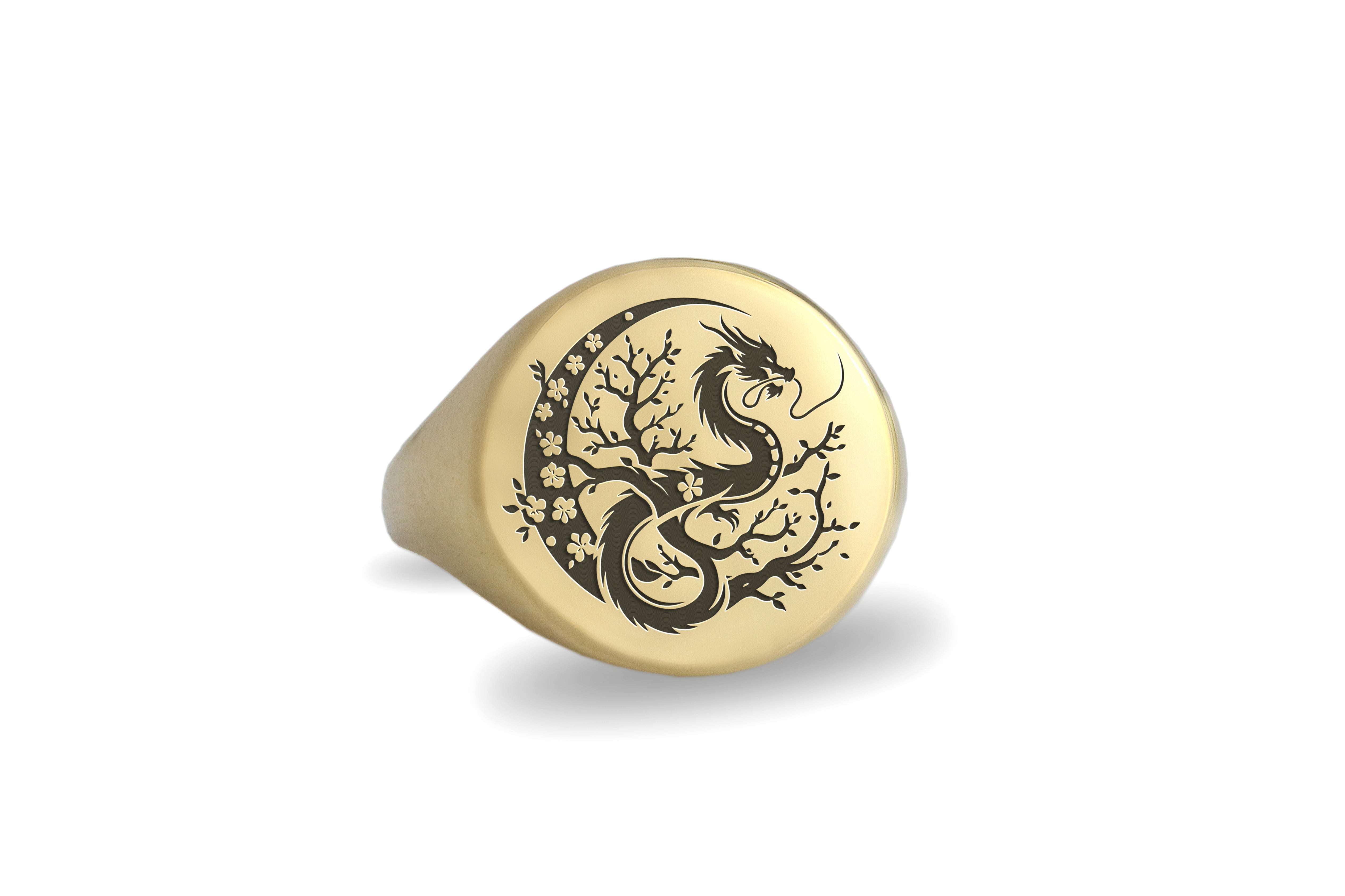 14k Gold Dragon Signet Ring