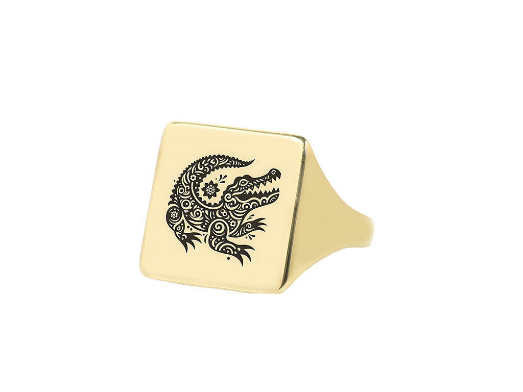 Custom Alligator Signet Ring