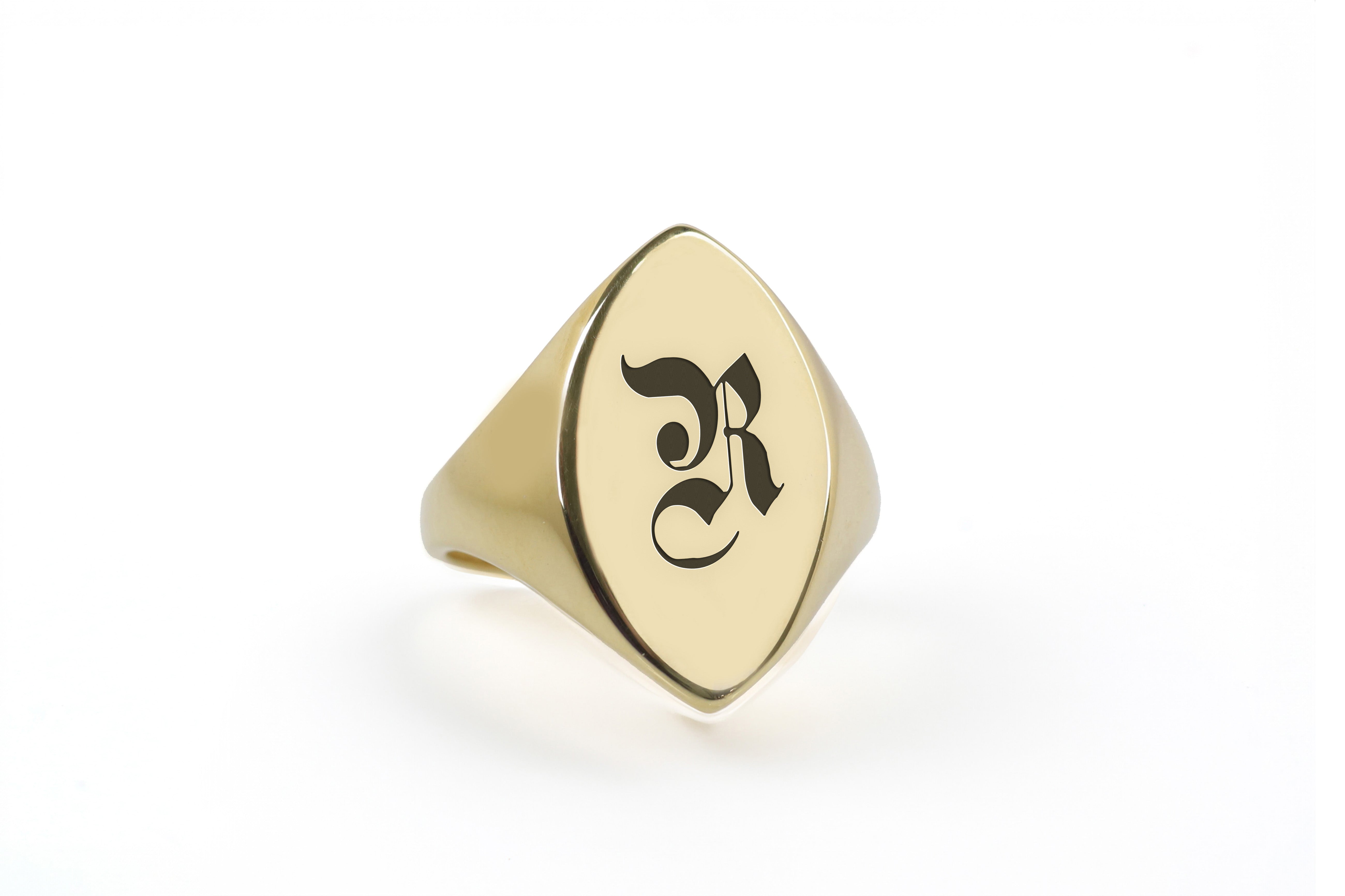 Gothic Font Engraved Ring