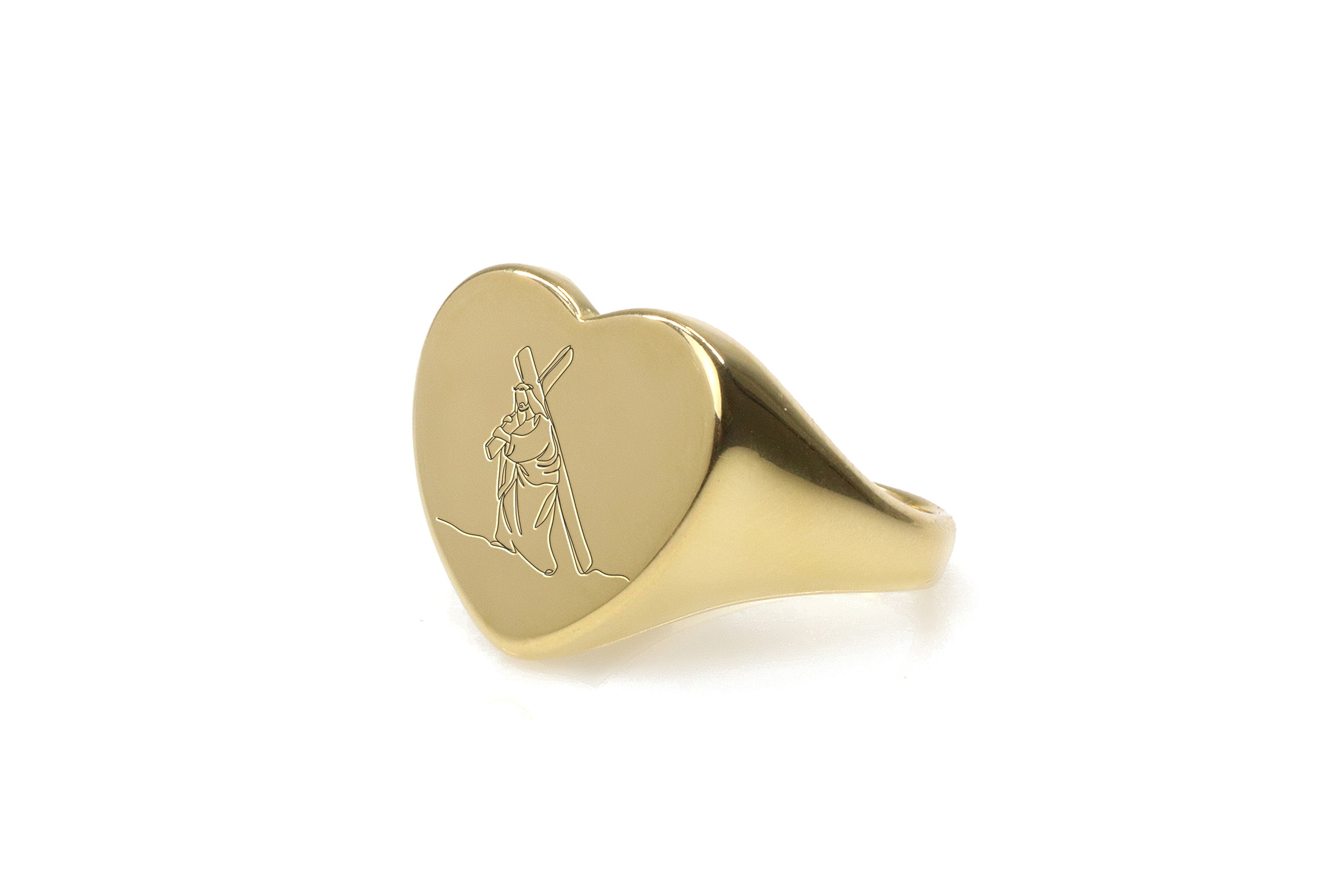 Gold Jesus Signet Ring