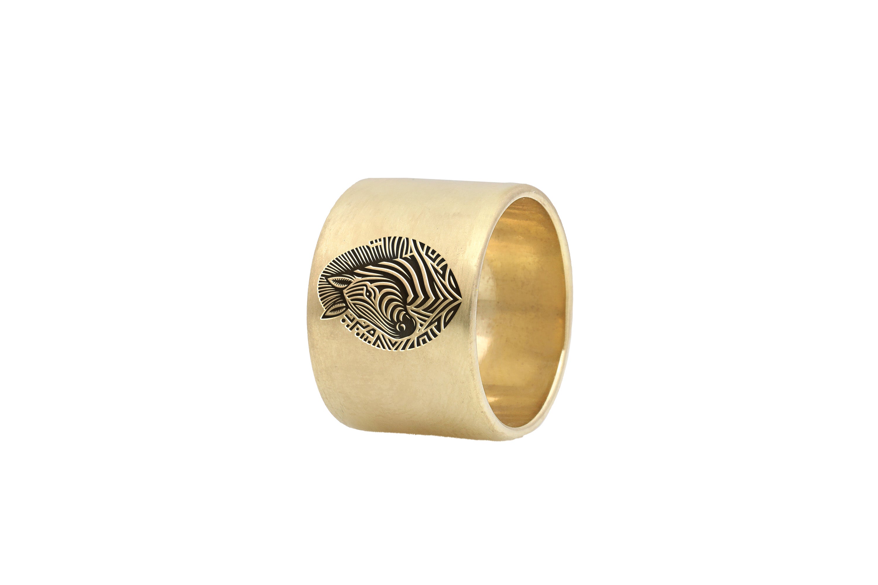 Wide Brushed Zebra Ring