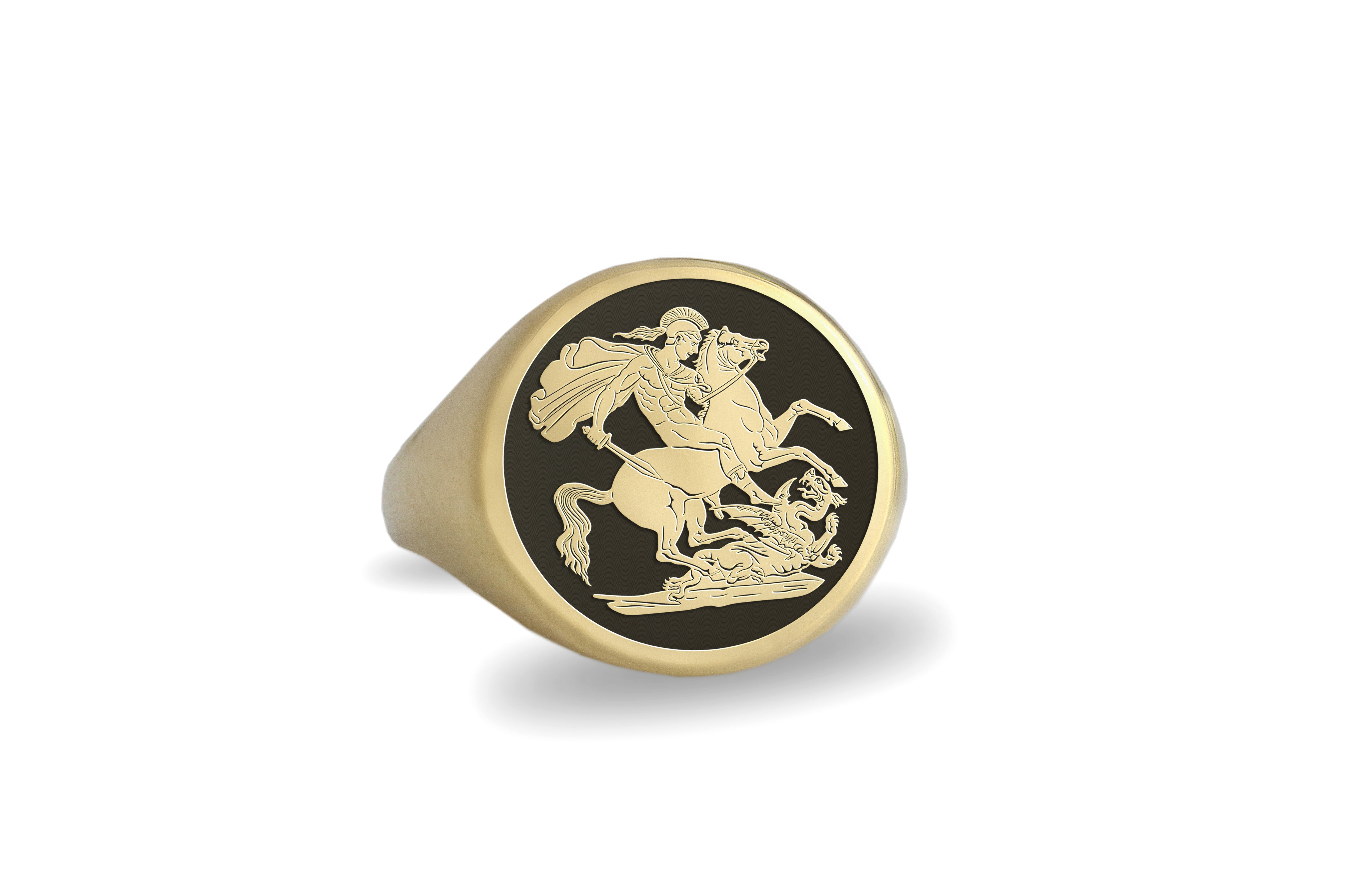 14k Gold Knight Embossed Ring