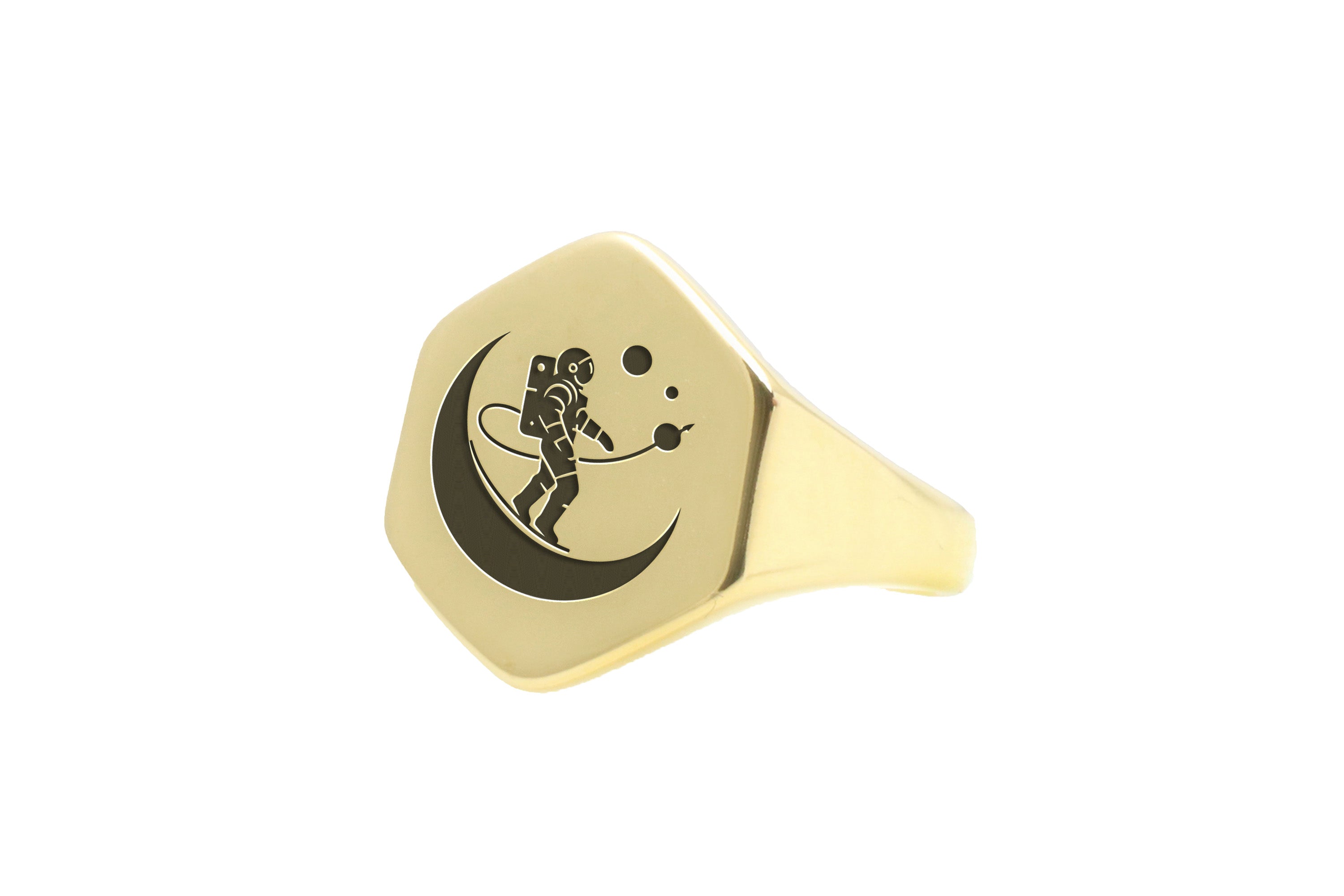 14k Gold Astronaut Signet Ring