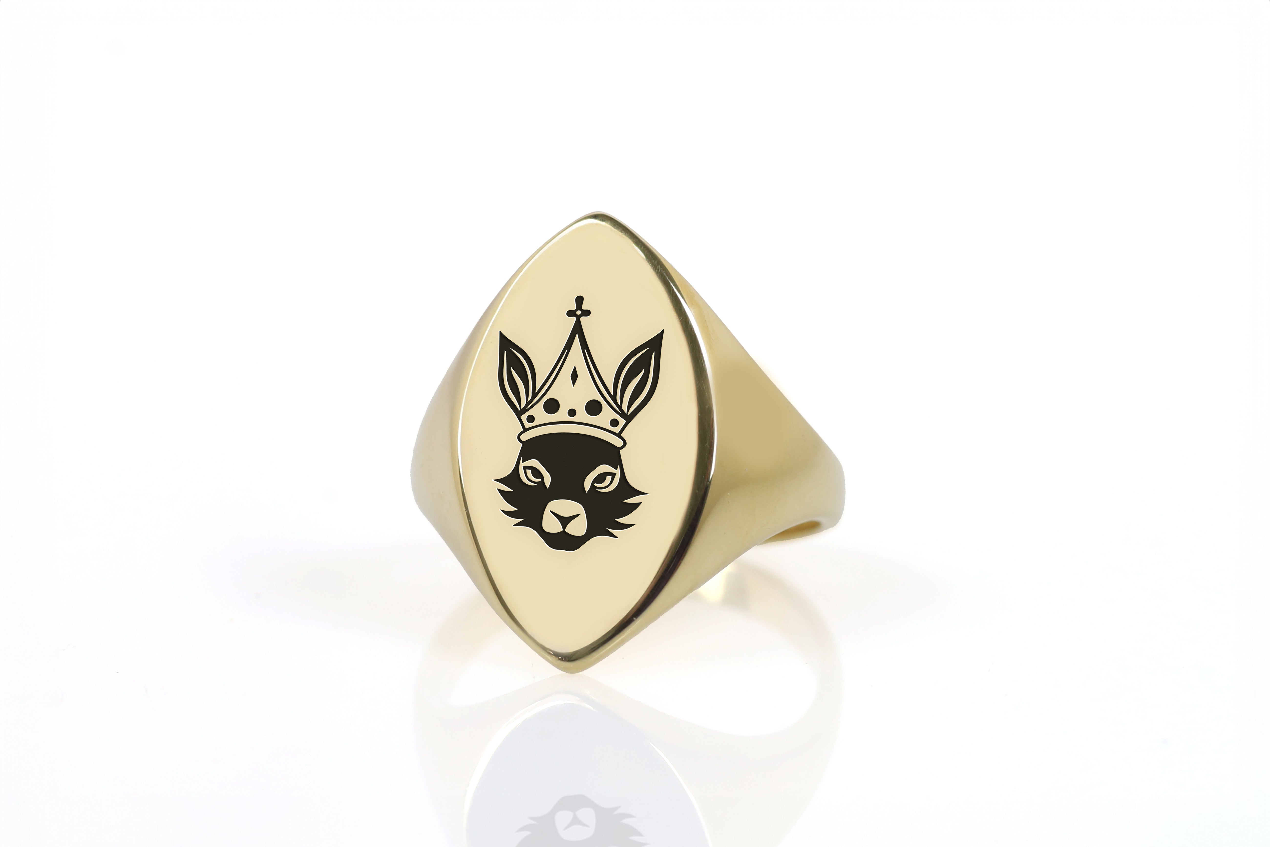 14k Gold Rabbit Signet Ring