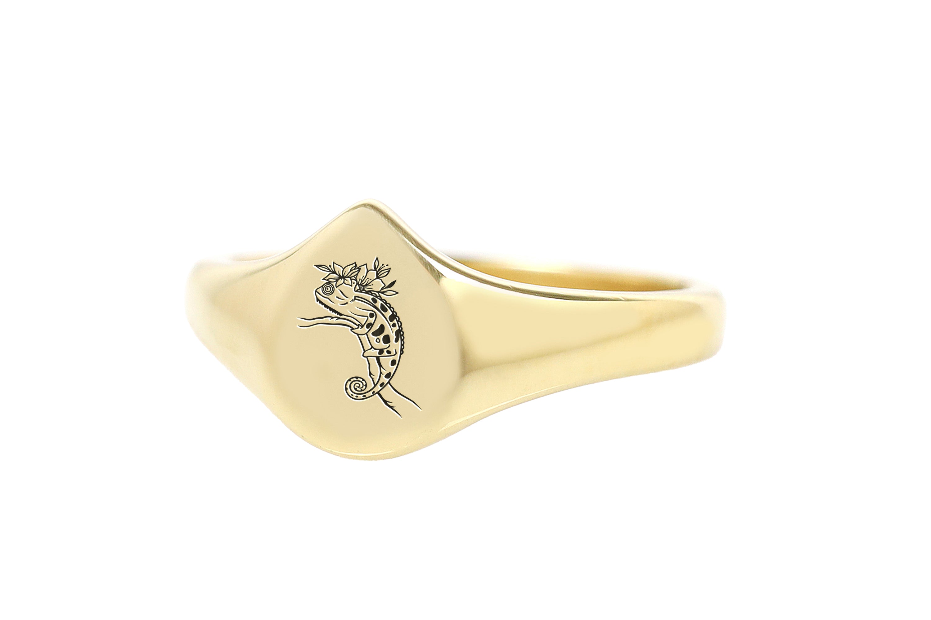 Engraved Iguana Gold Ring