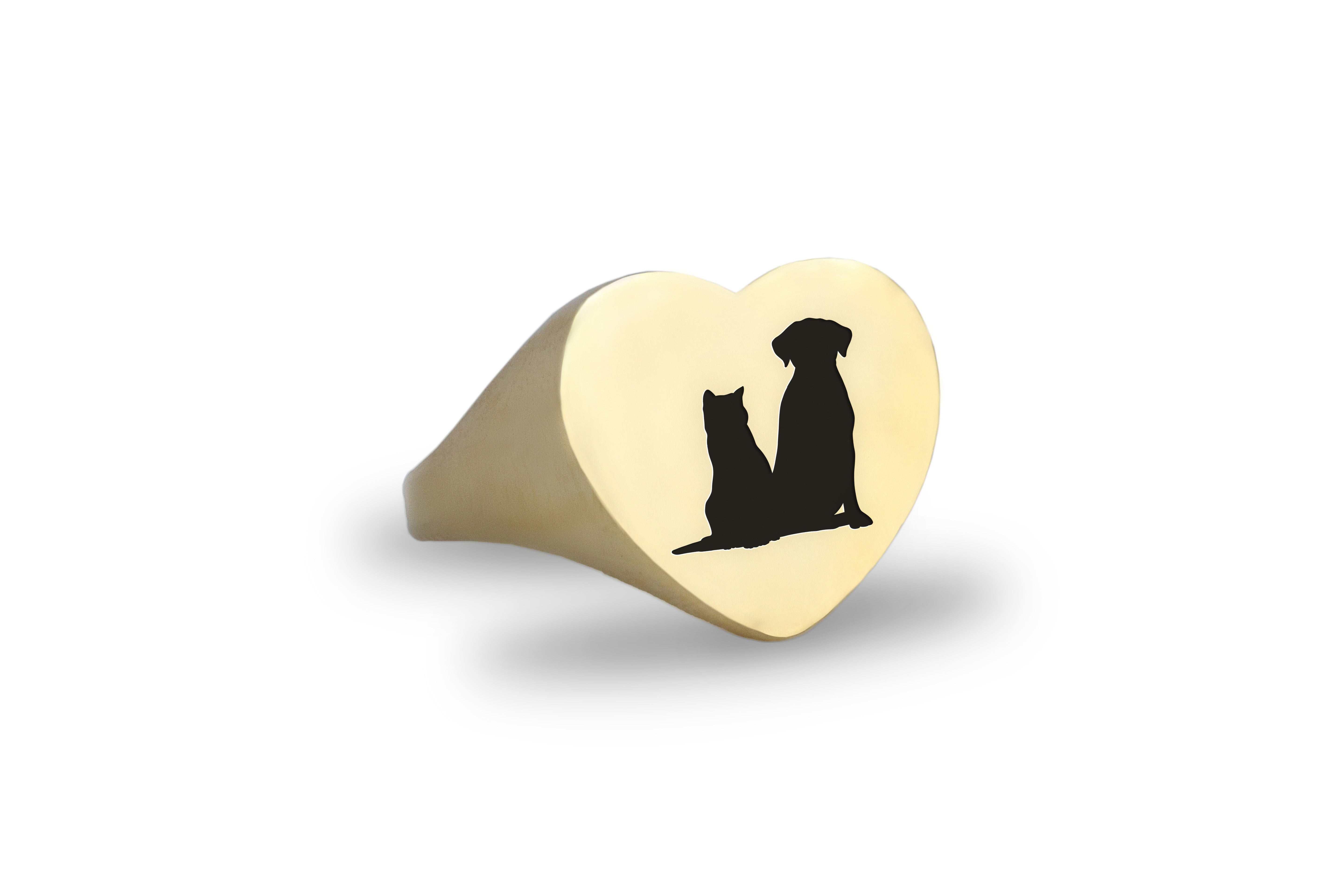 Cat & Dog Gold Signet Ring