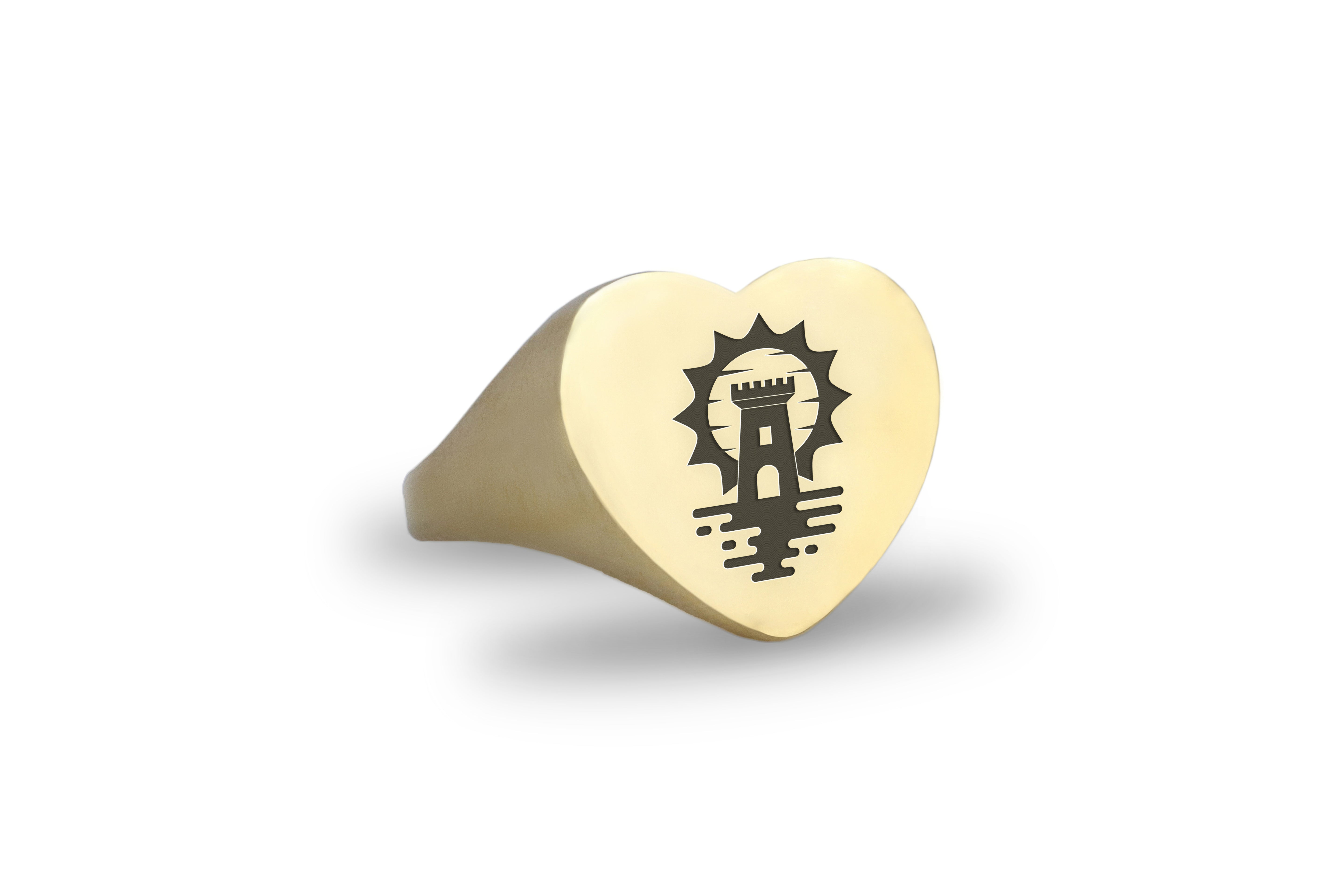 14k Gold Castle Signet Ring