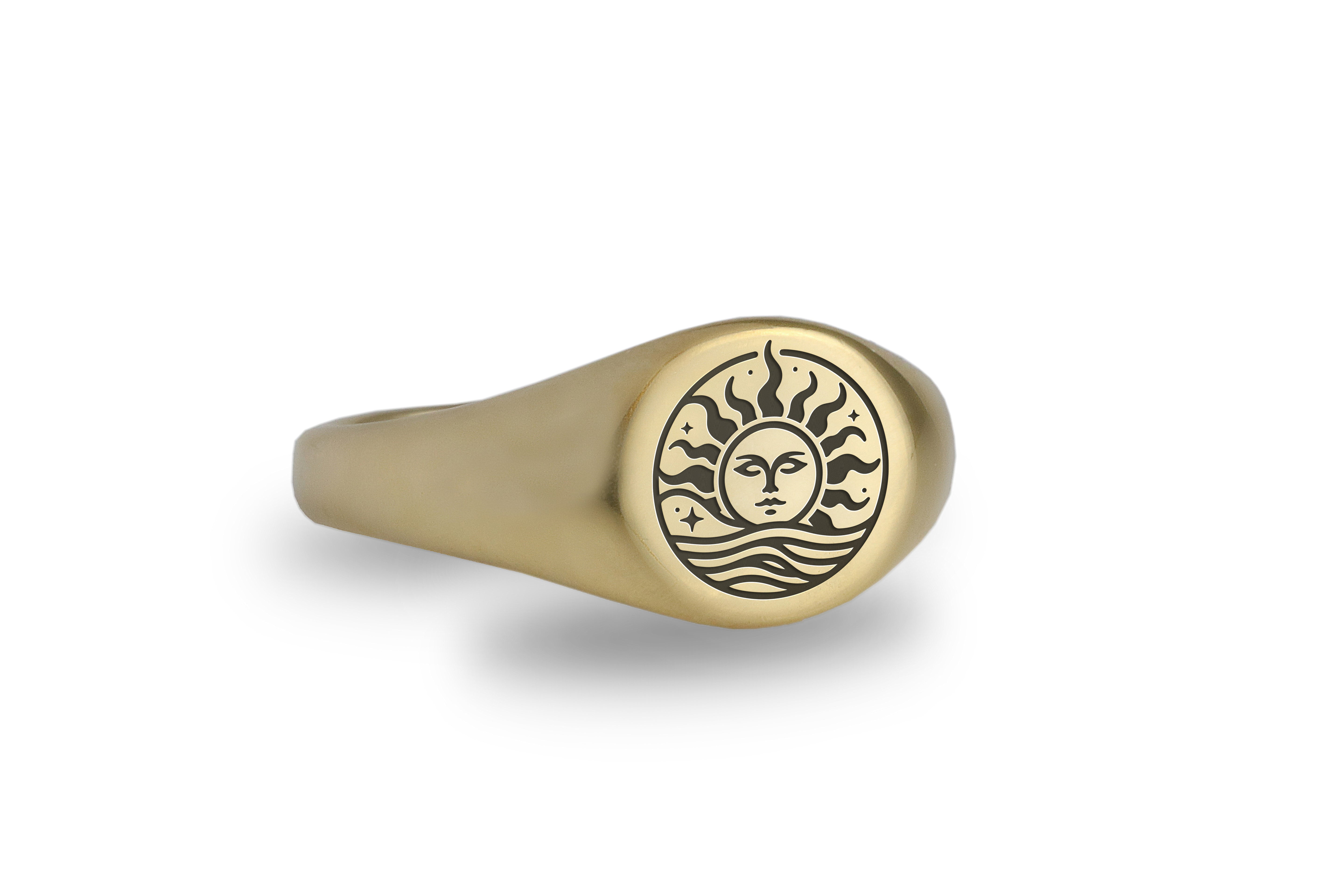 14K Gold Celestial Signet Ring