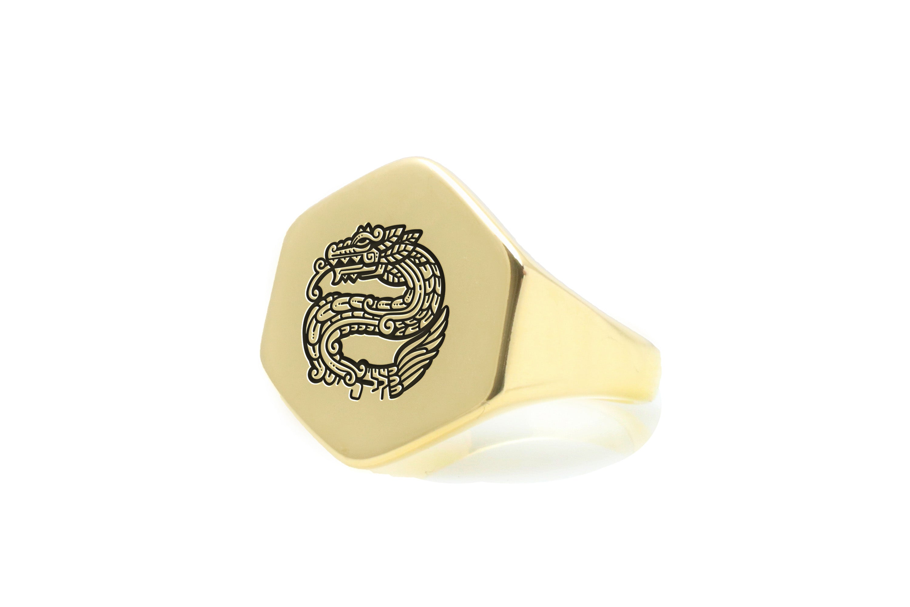Quetzalcoatl Gold Signet Ring
