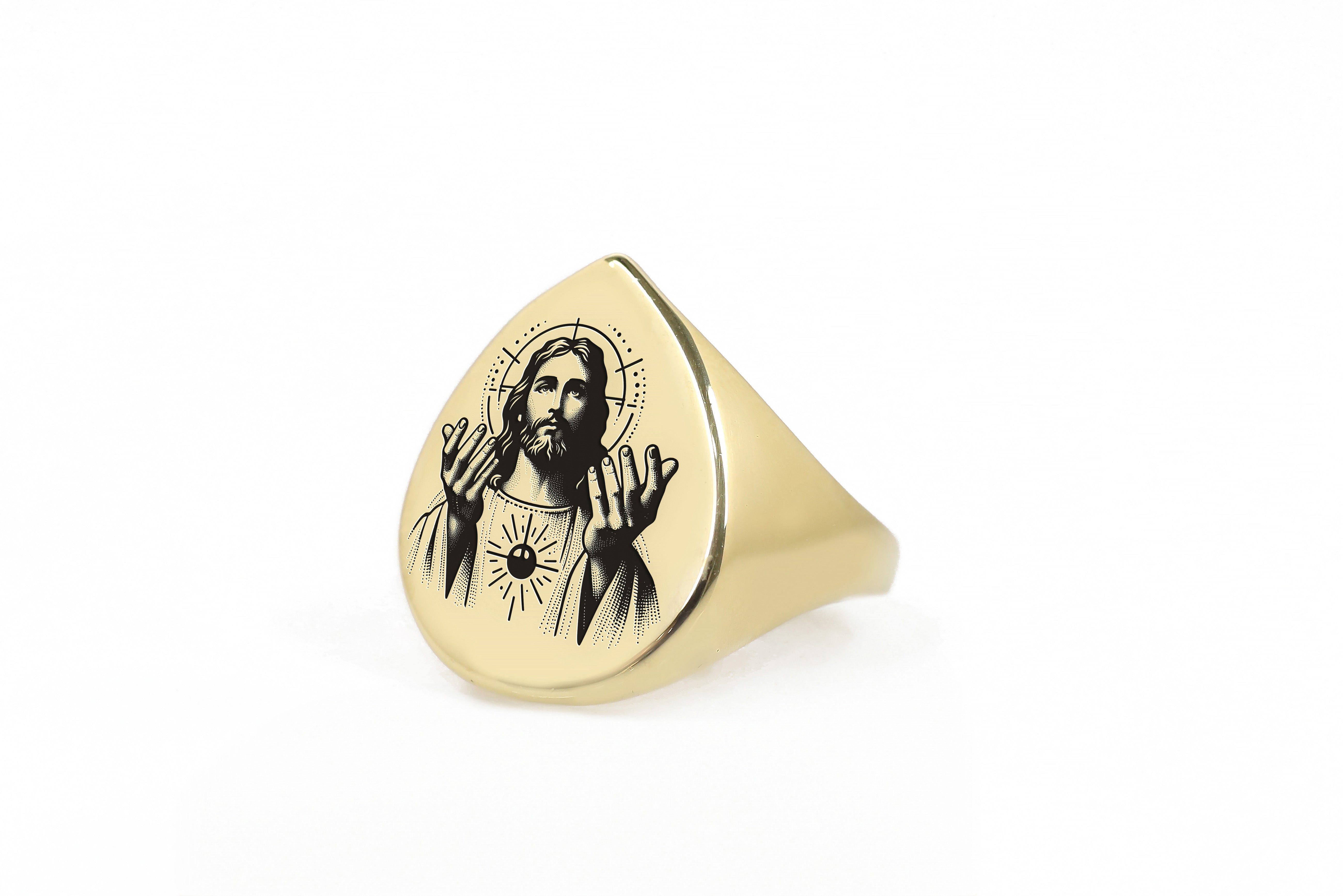 Lord Jesus Gold Signet Ring