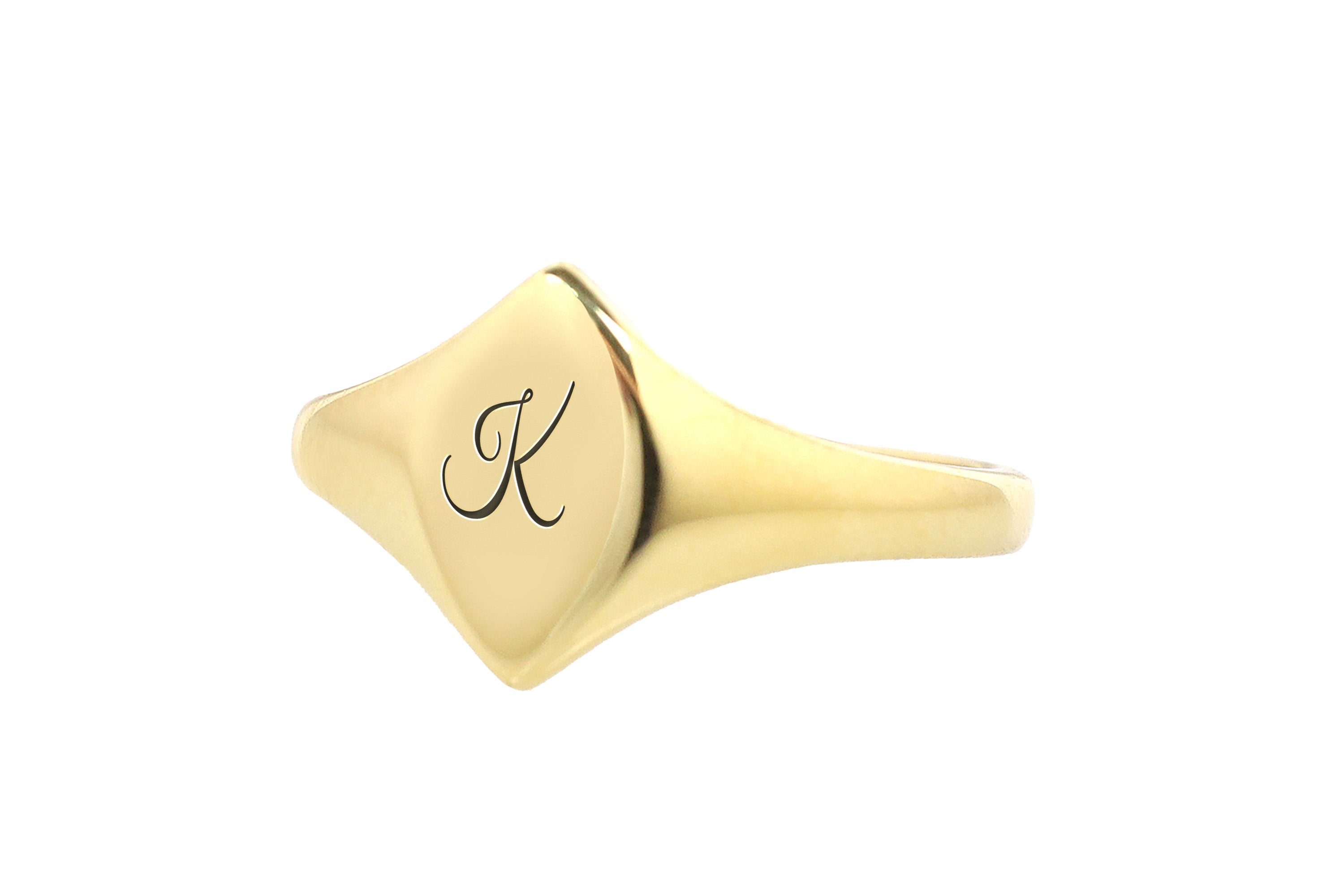 Engraved Letter Gold Signet Ring