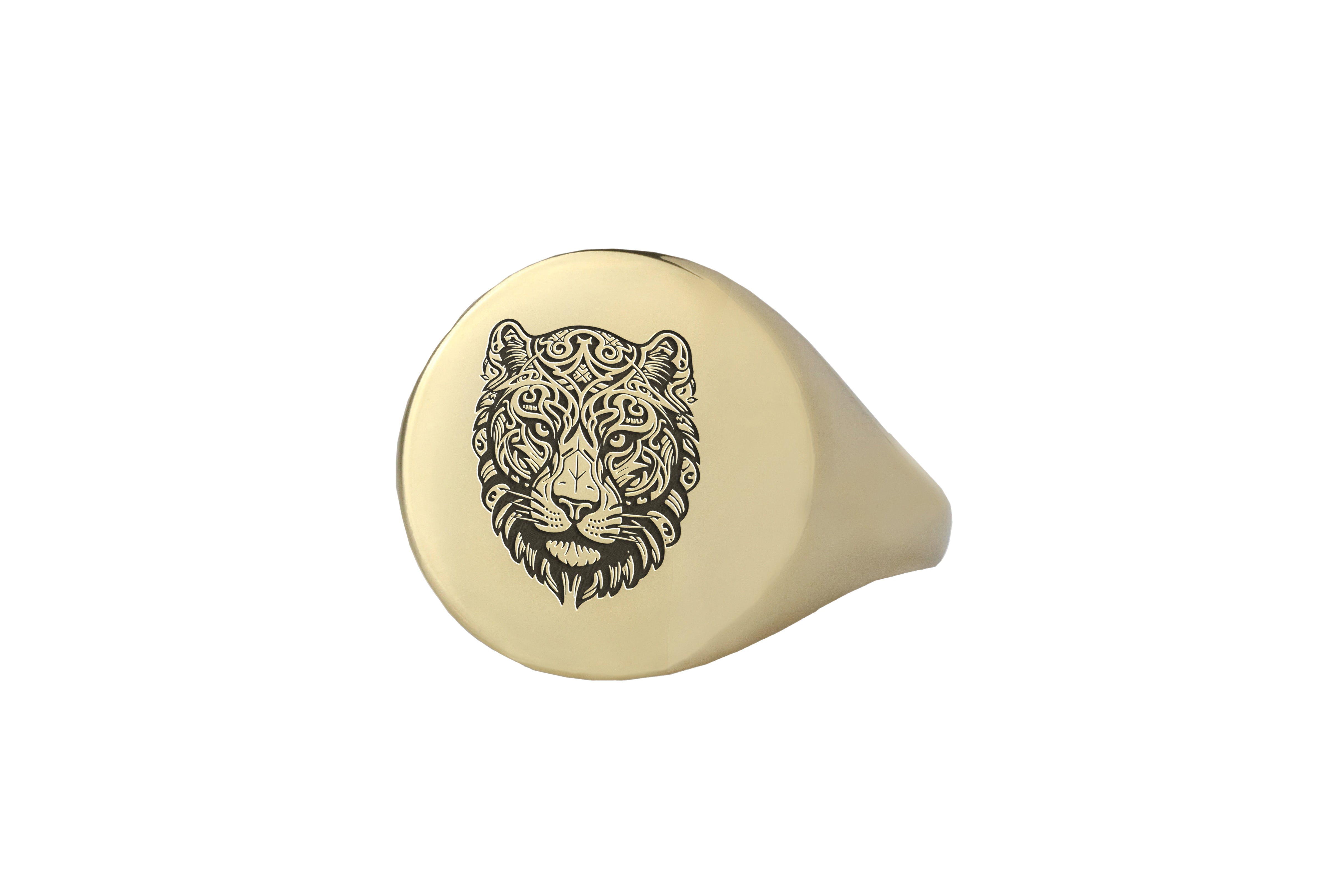 Engraved Majestic Tiger Gold Ring