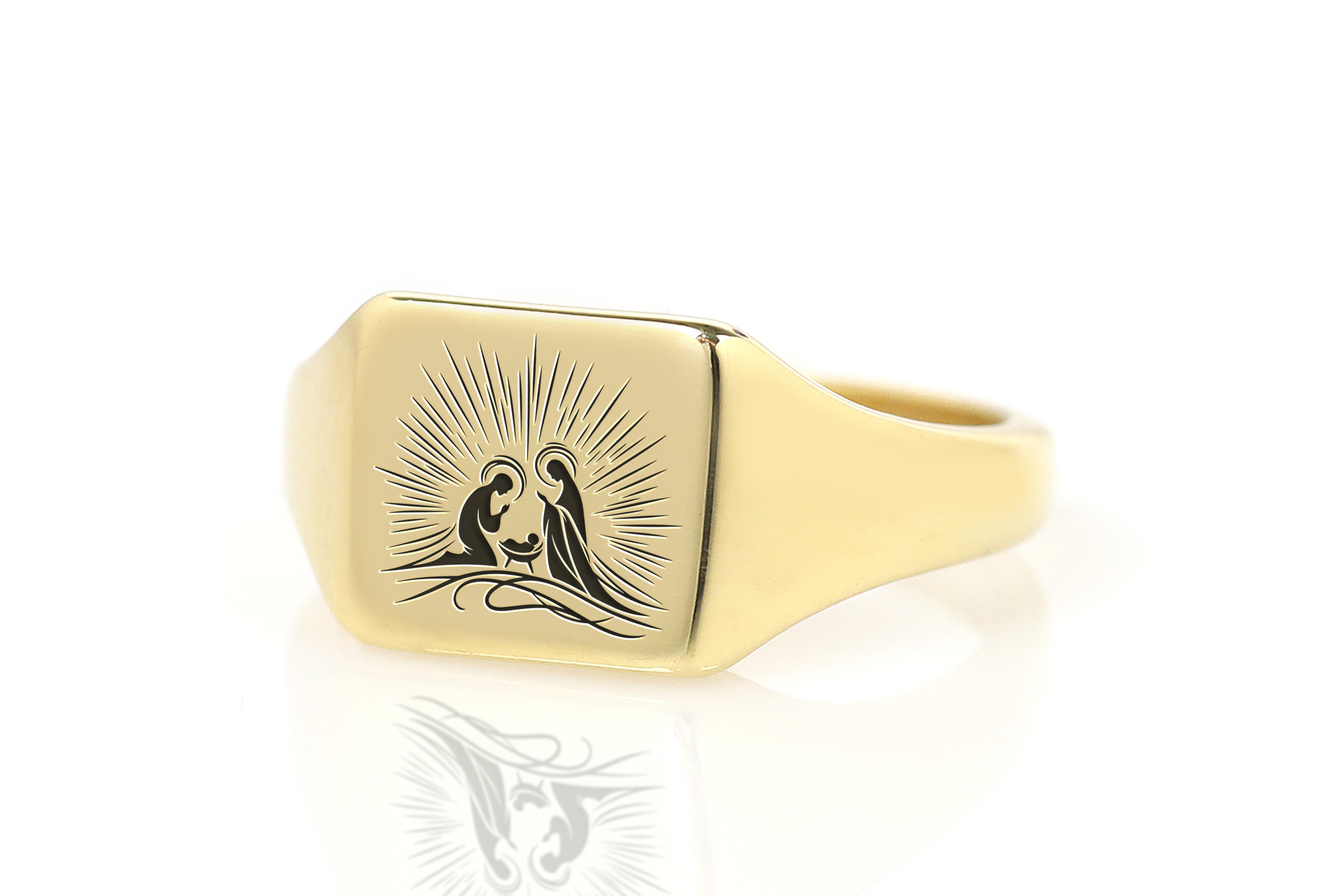 14k Gold Jesus Signet Ring