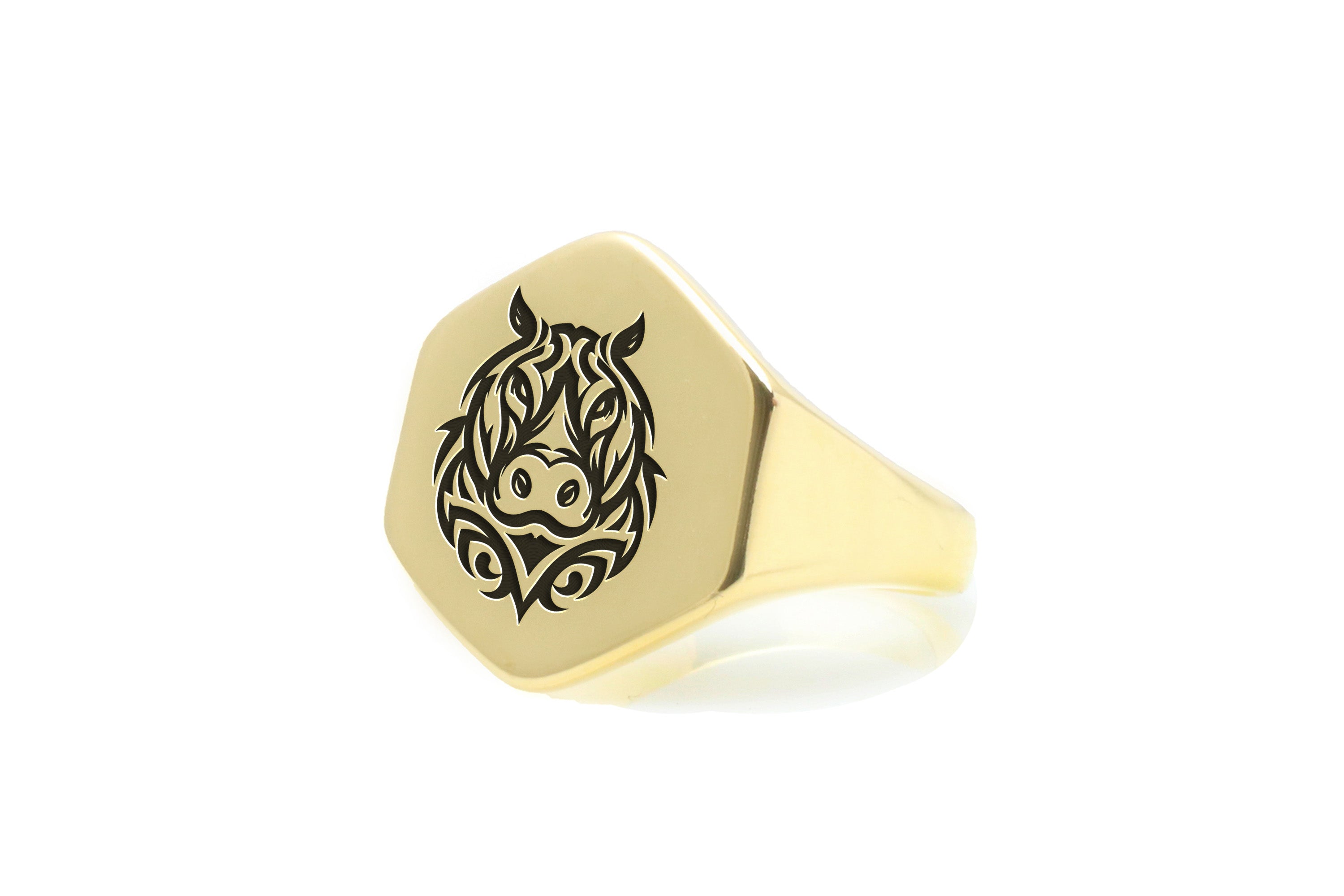 Custom Hippo Gold Signet Ring