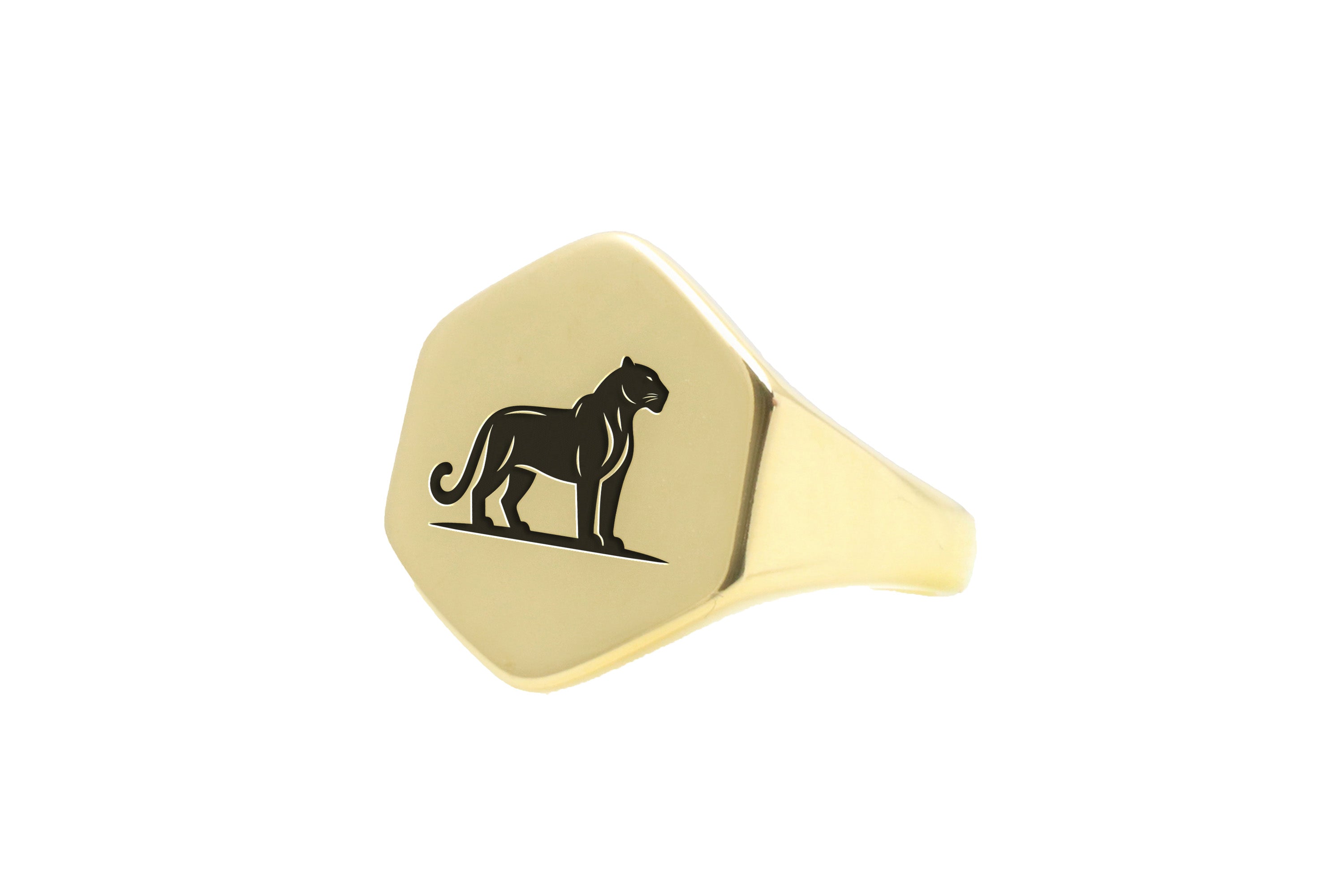 Engraved Cougar Signet Ring