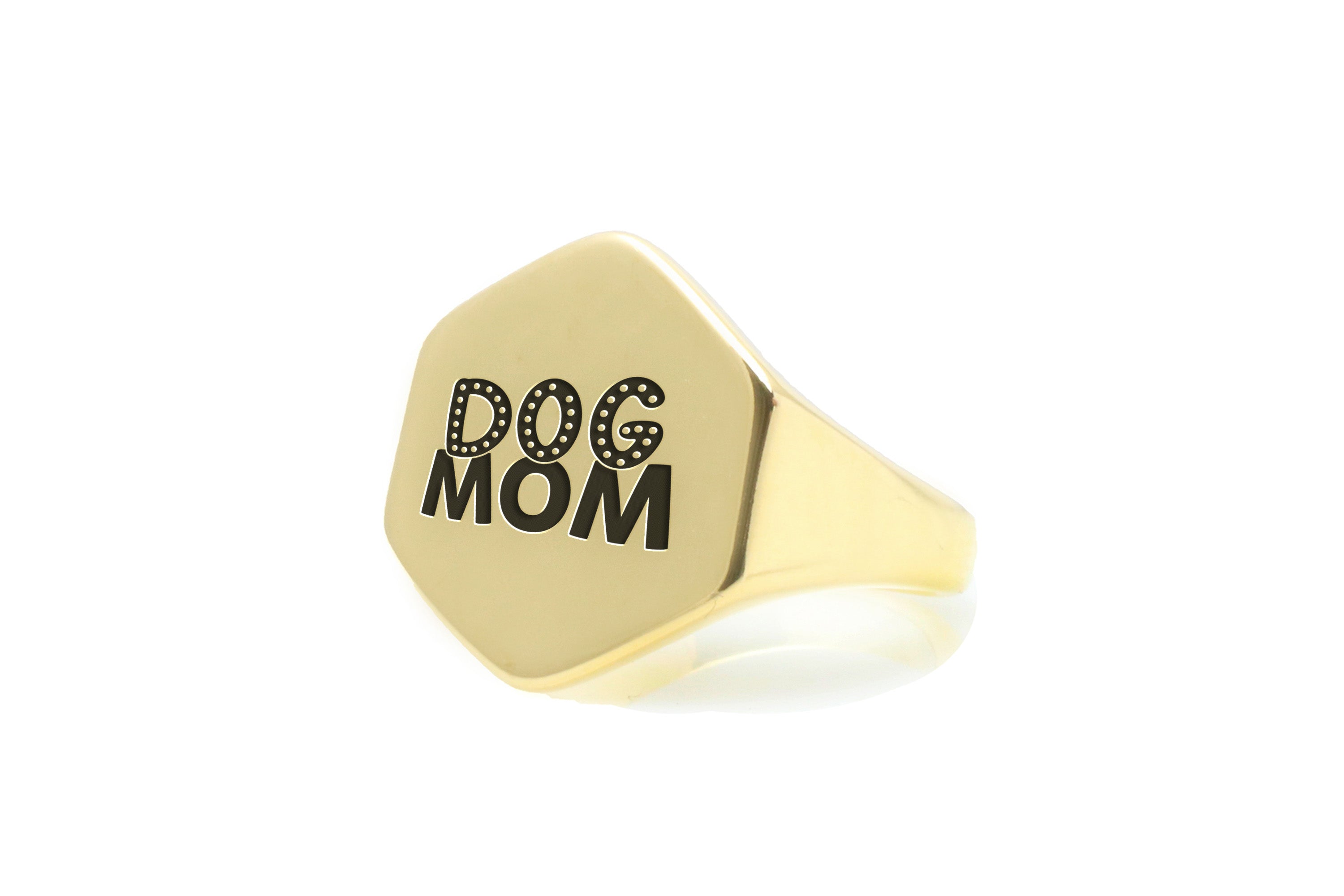 14k Gold Dog Mom Signet Ring