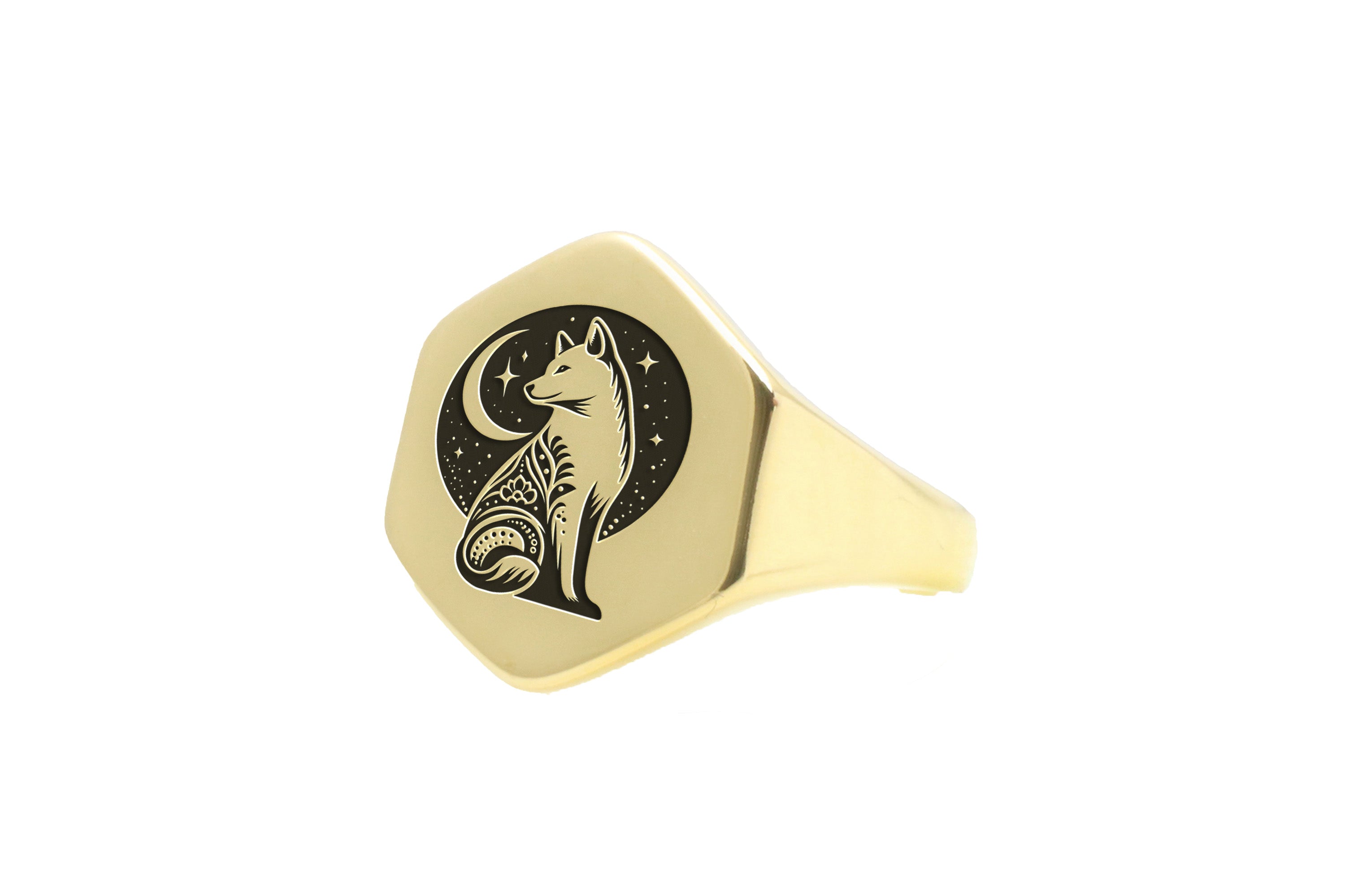 14k Gold Akita Signet Ring