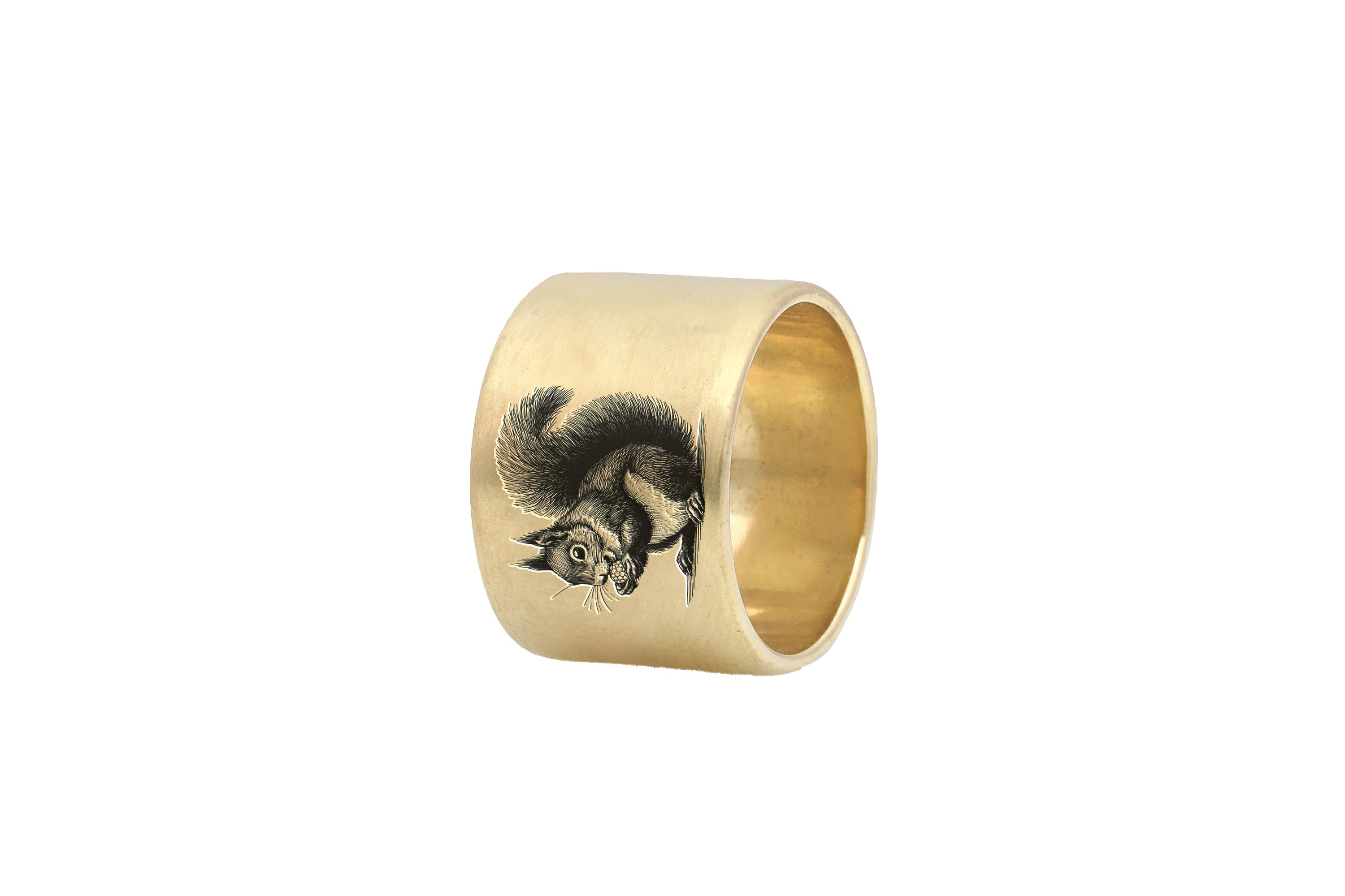 14k Gold Squirrel Wide Band Ring