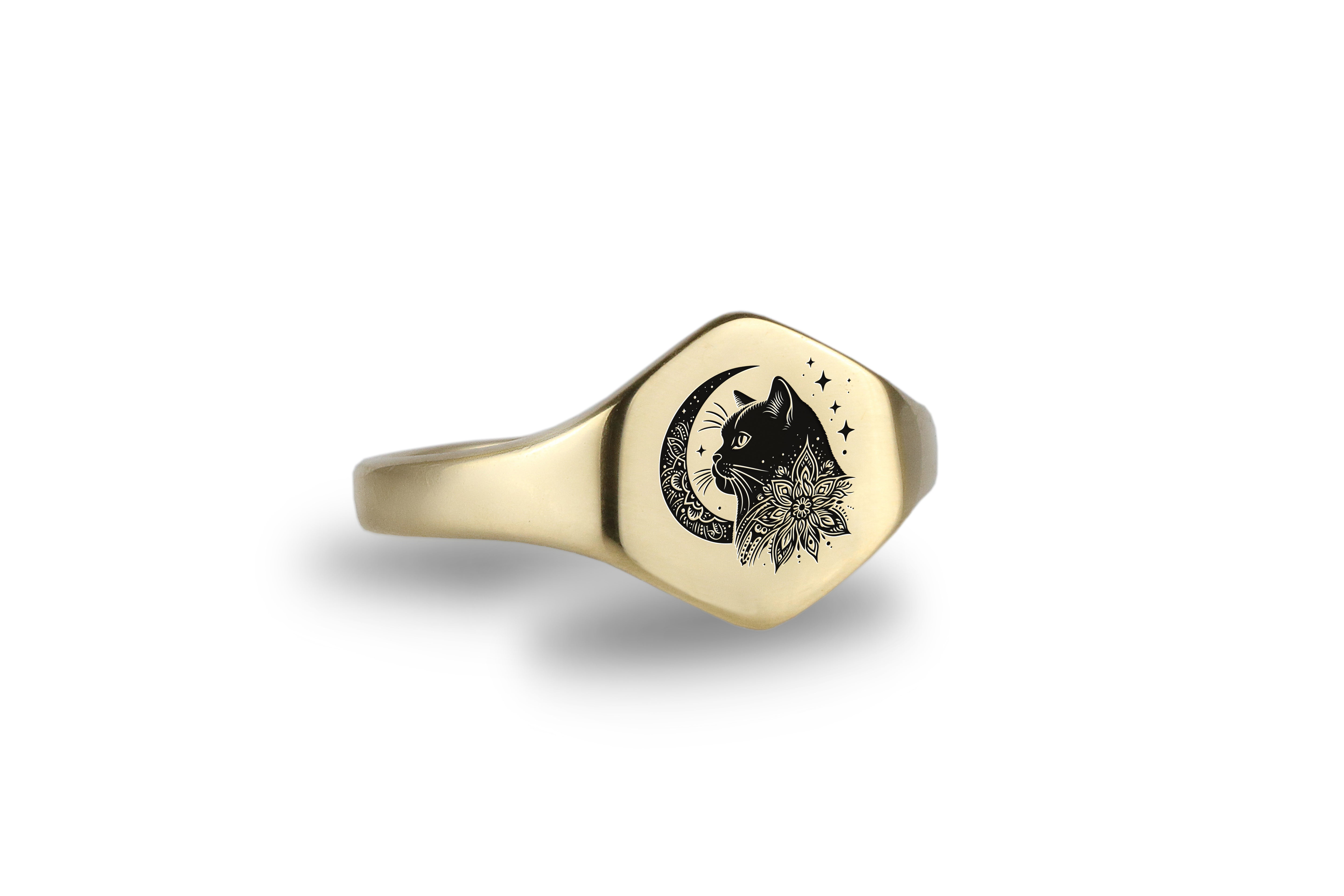 14k Gold British Cat Ring