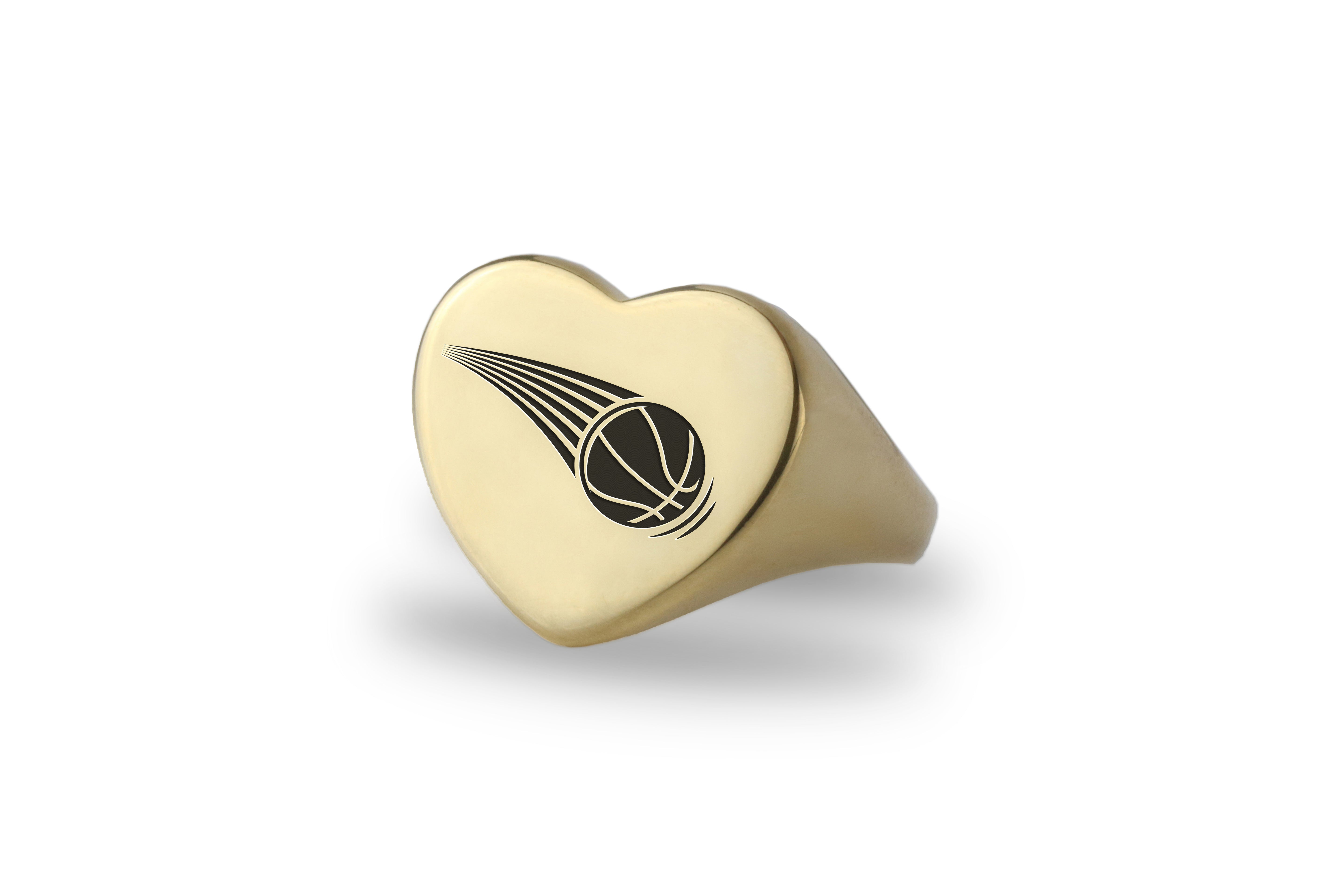 14k Gold Basketball Signet Ring