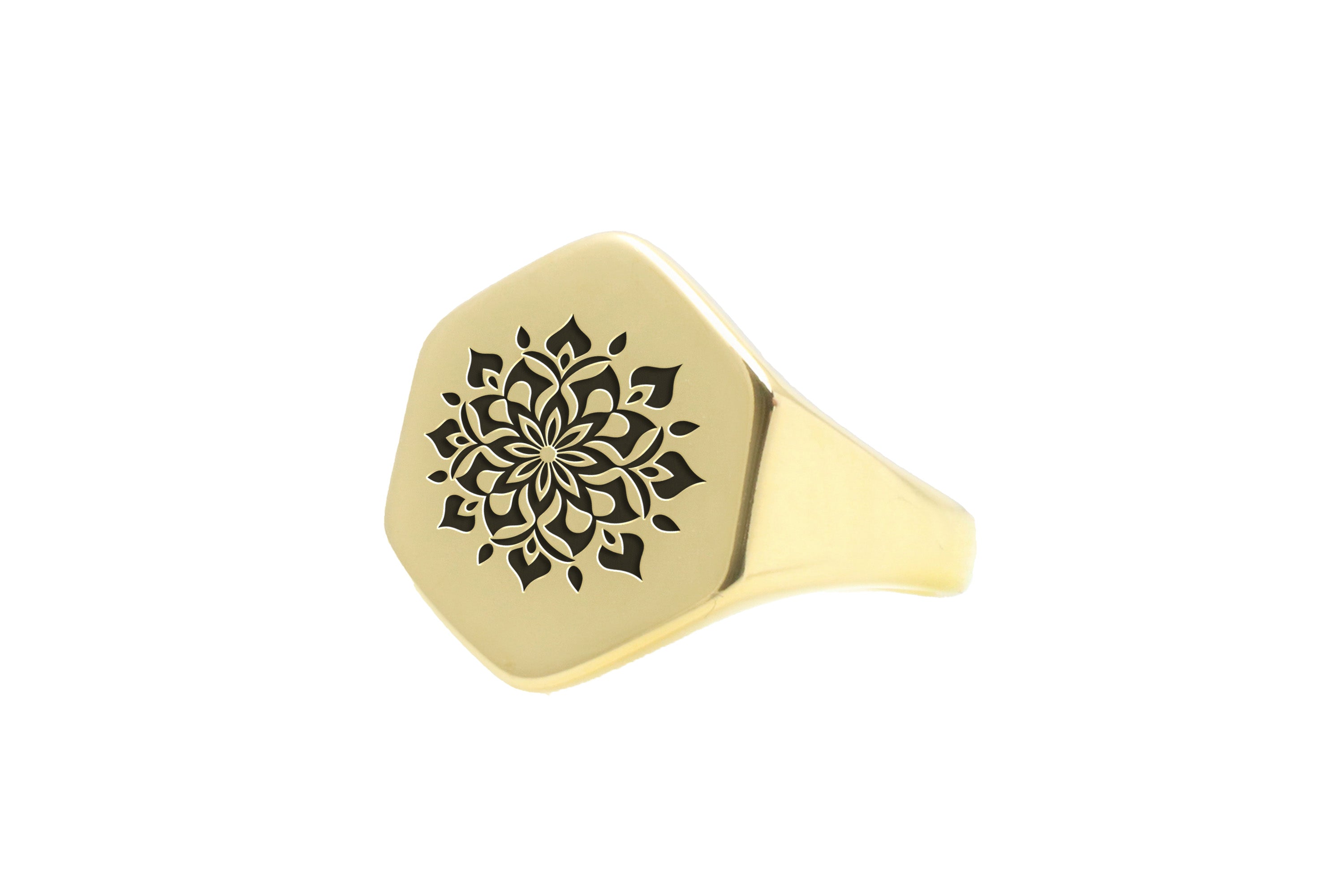 14k Gold Mandala Signet Ring