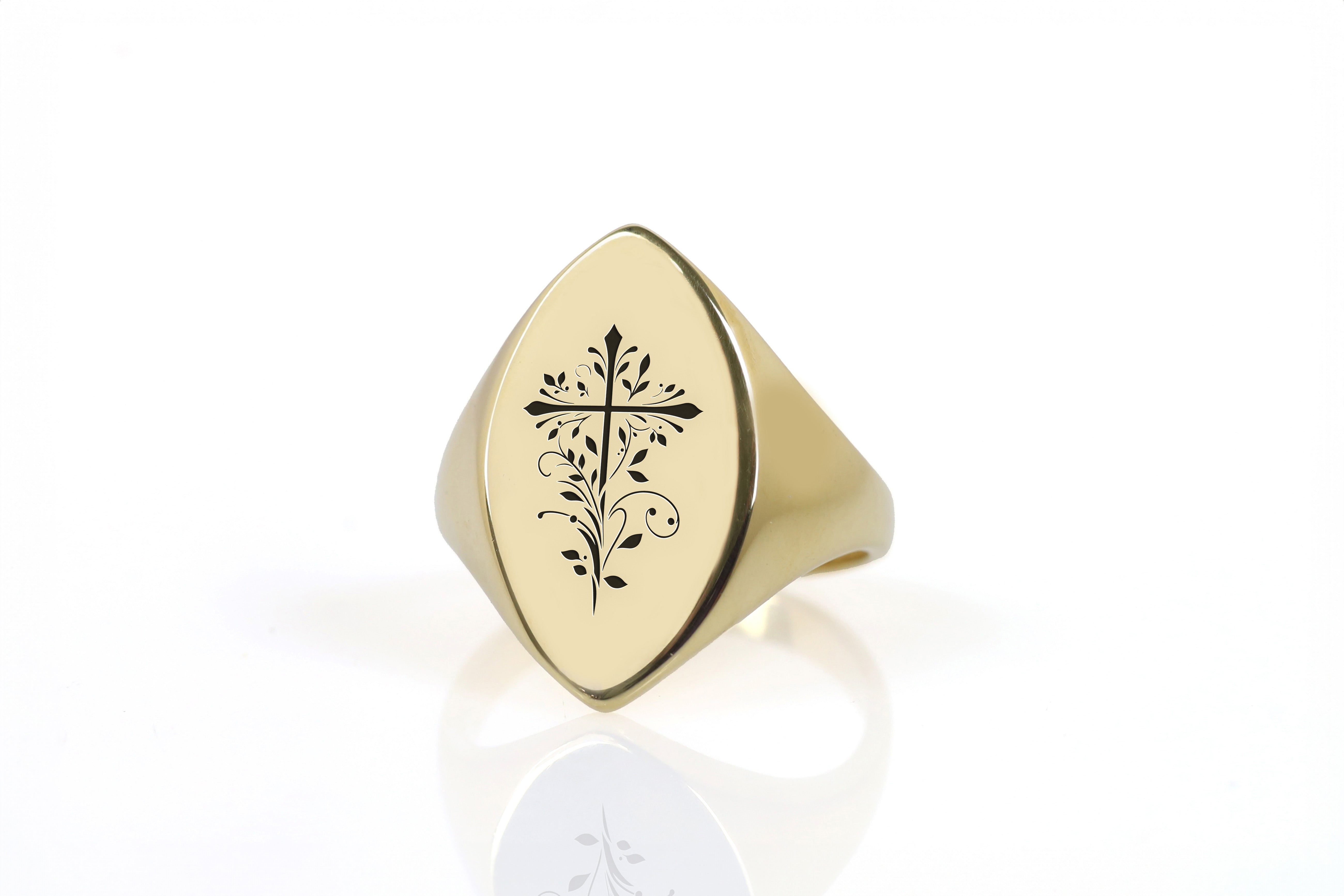 Engraved Christianity Signet Ring