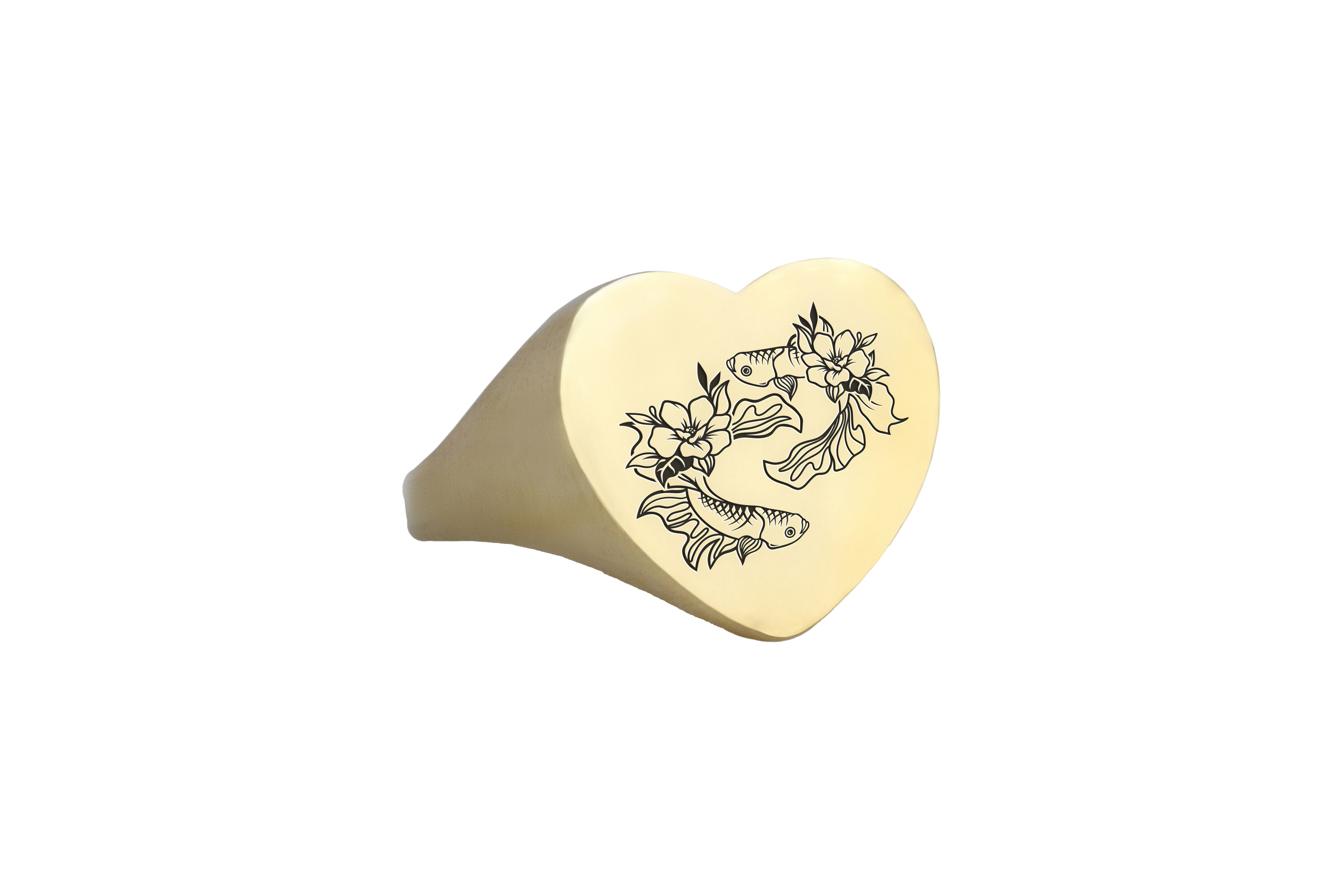 Koi Fish Heart Shaped Ring