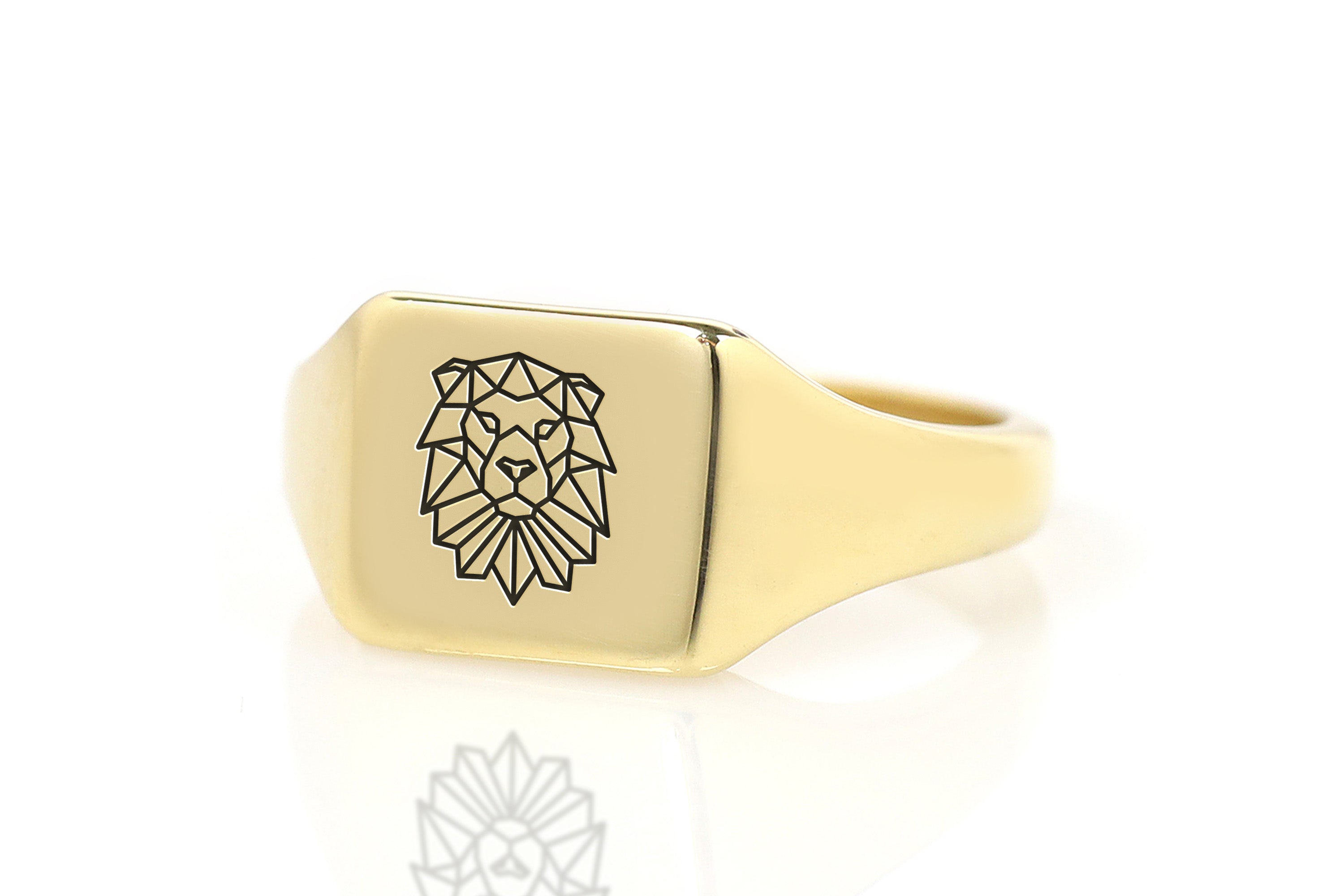 Gold Geometric Lion Ring