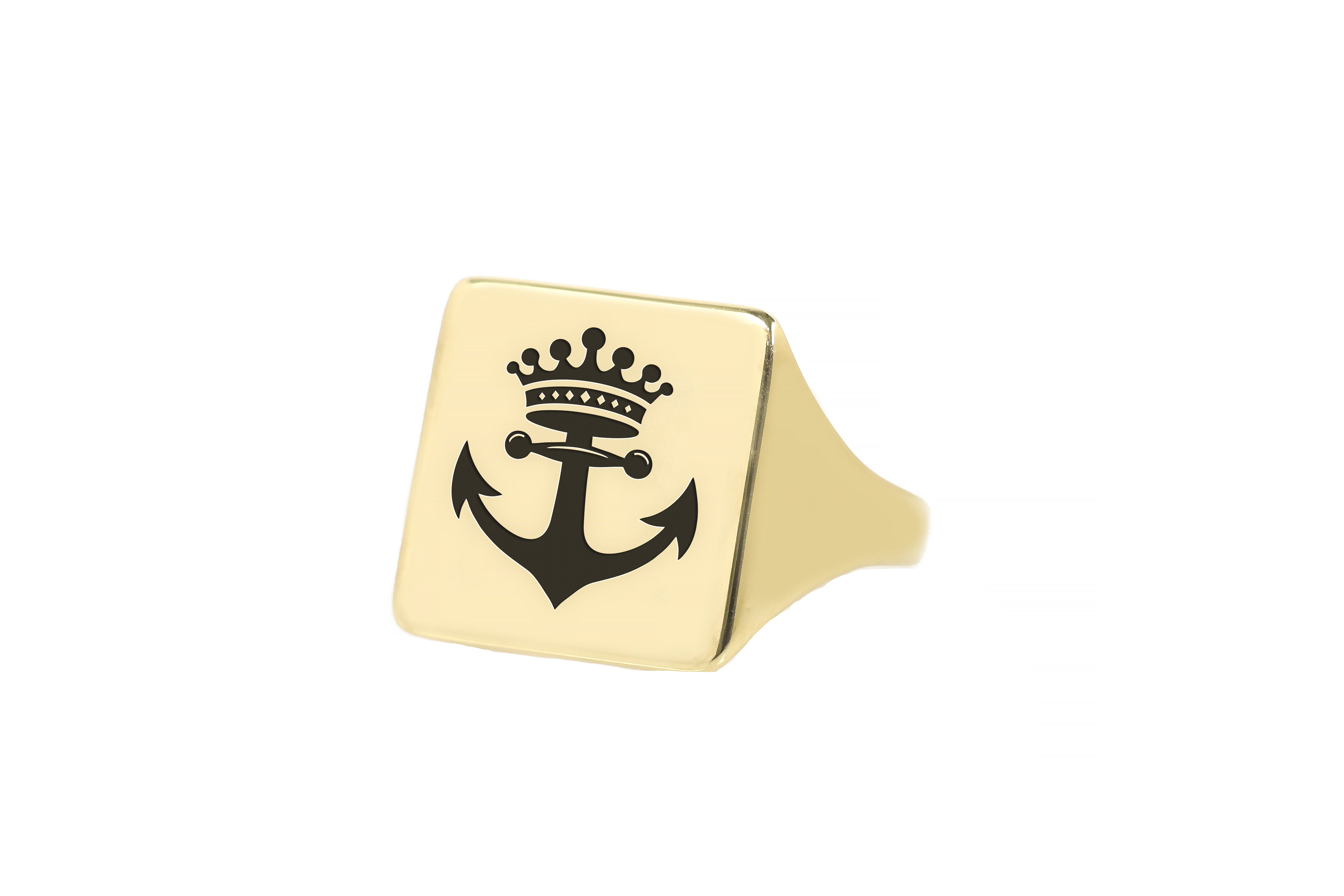 Engraved Crown Anchor Ring